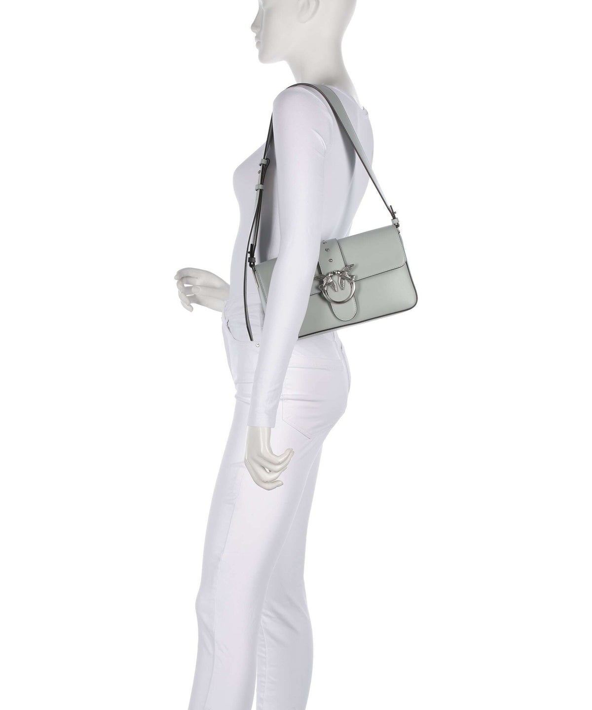 Pinko Love One Classic Slouchy Shoulder bag grigio perla/old silver