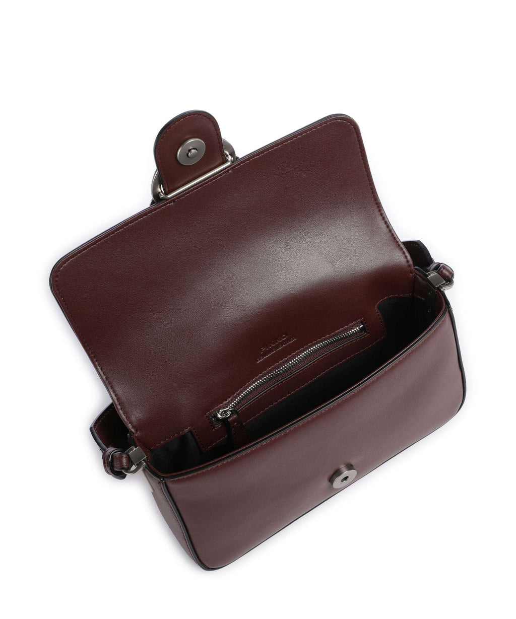 Pinko Love One Mini Slouchy Shoulder bag burgundy wine/old silver