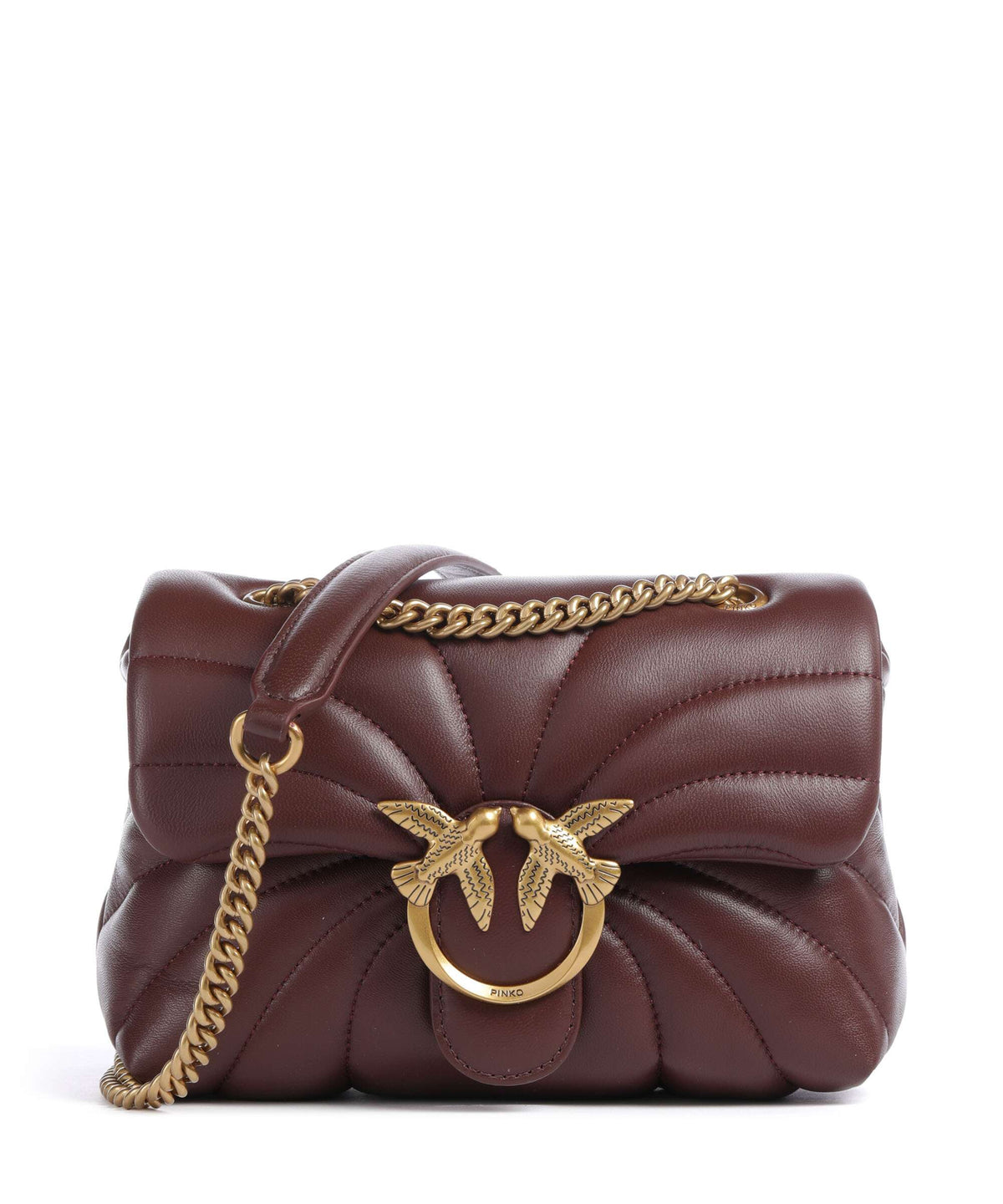 Pinko Love Puff Mini Shoulder bag burgundy wine/antique gold