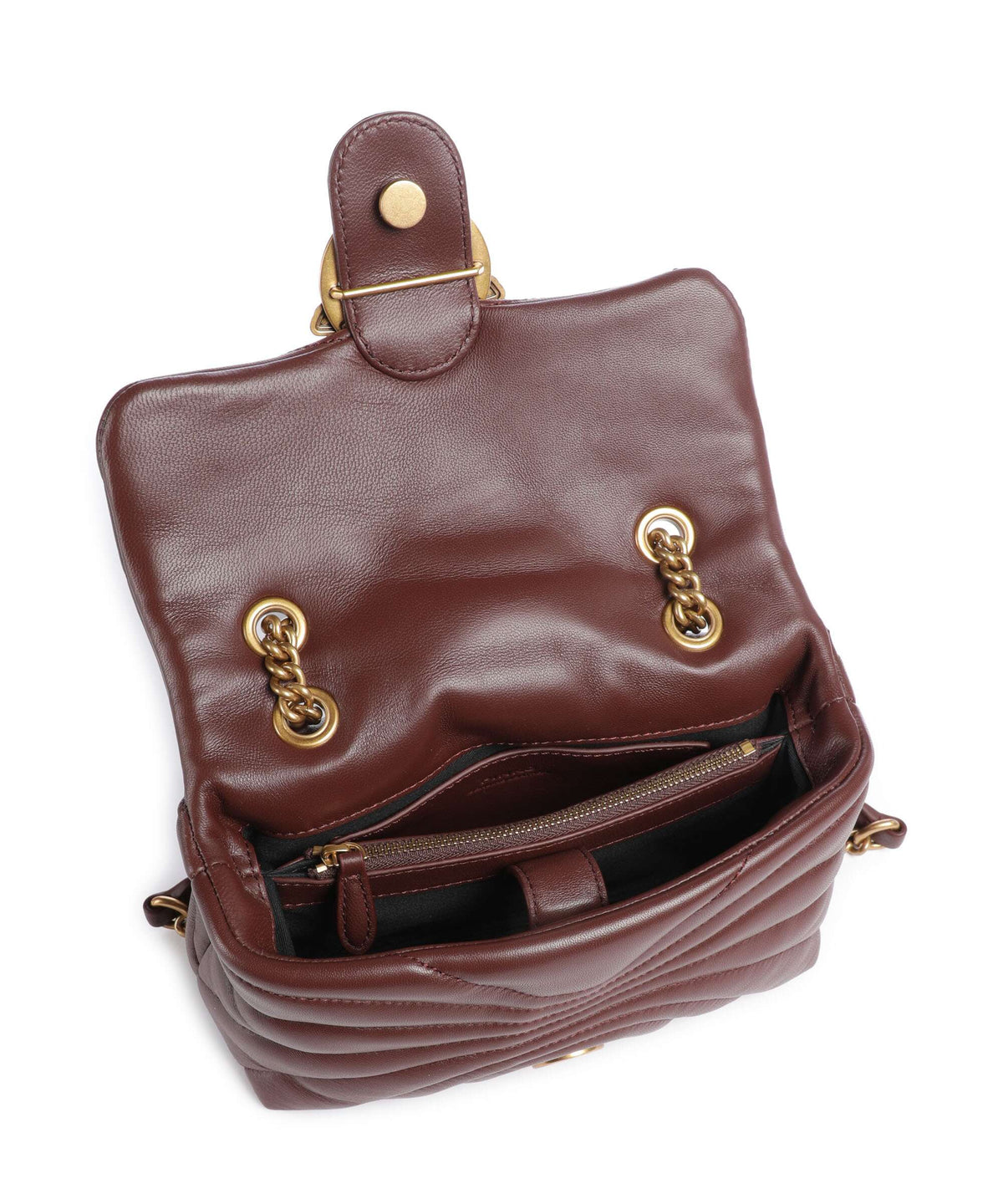 Pinko Love Puff Mini Shoulder bag burgundy wine/antique gold