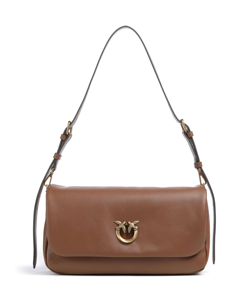 Pinko Click Soft Horizontal Shoulder bag marrone/leone/antique gold