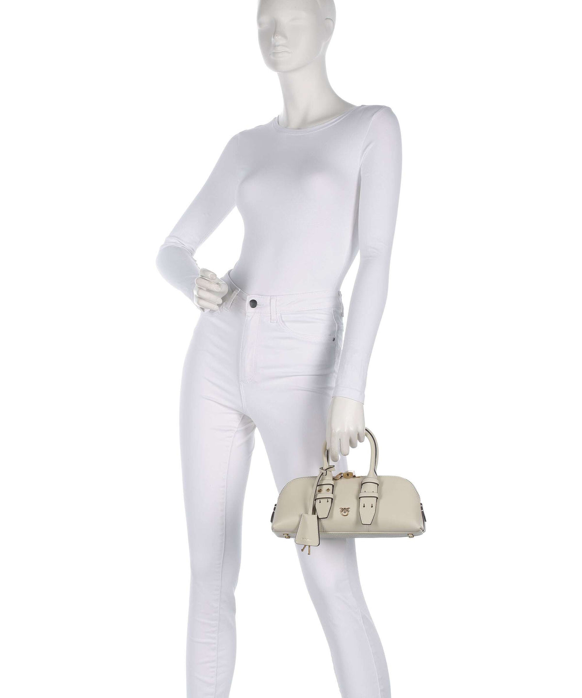Pinko Bowling Horizontal Handbag bianco seta/antique gold