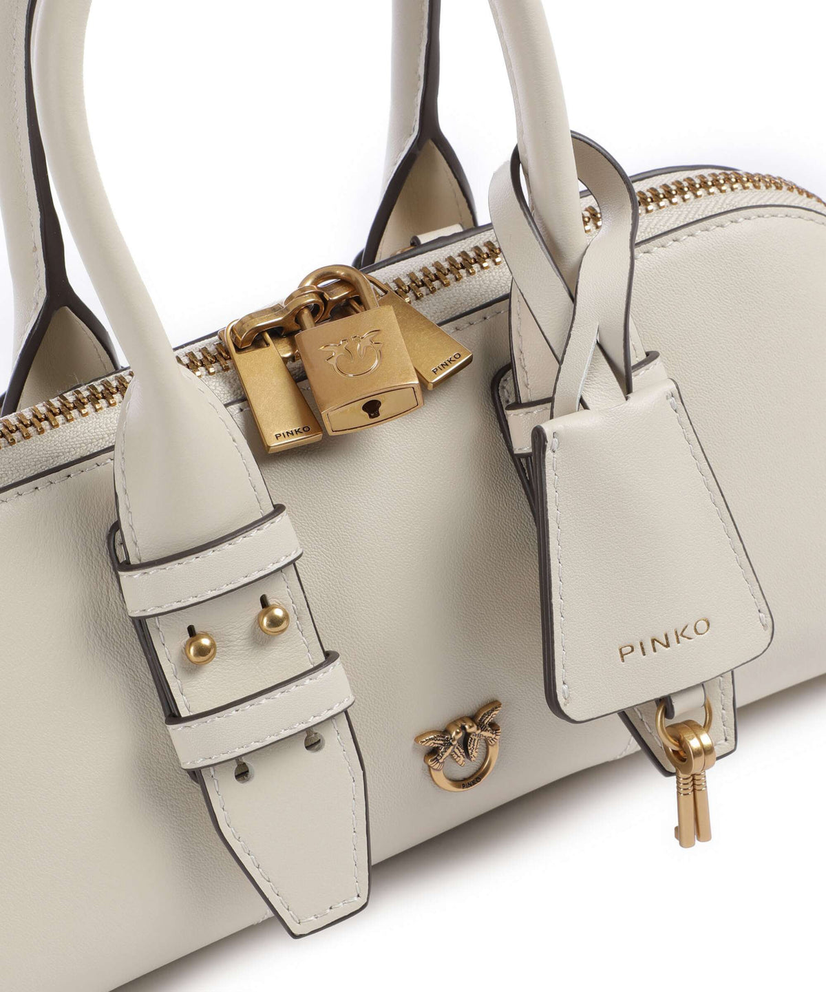 Pinko Bowling Horizontal Handbag bianco seta/antique gold