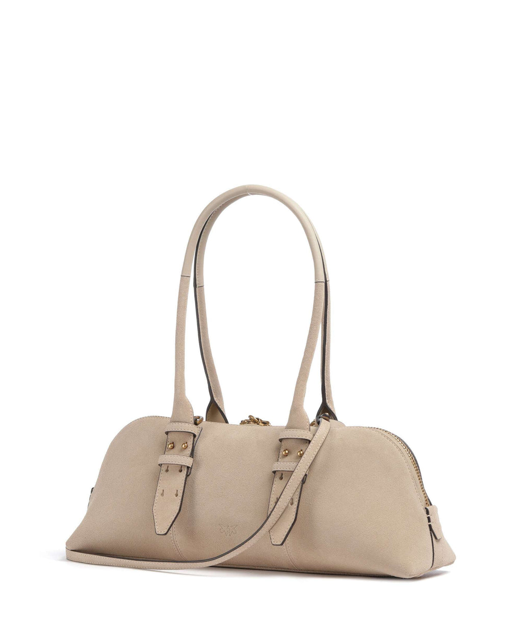 Pinko Bowling Horizontal Big Shoulder bag beige/grigio fumo/antique gold