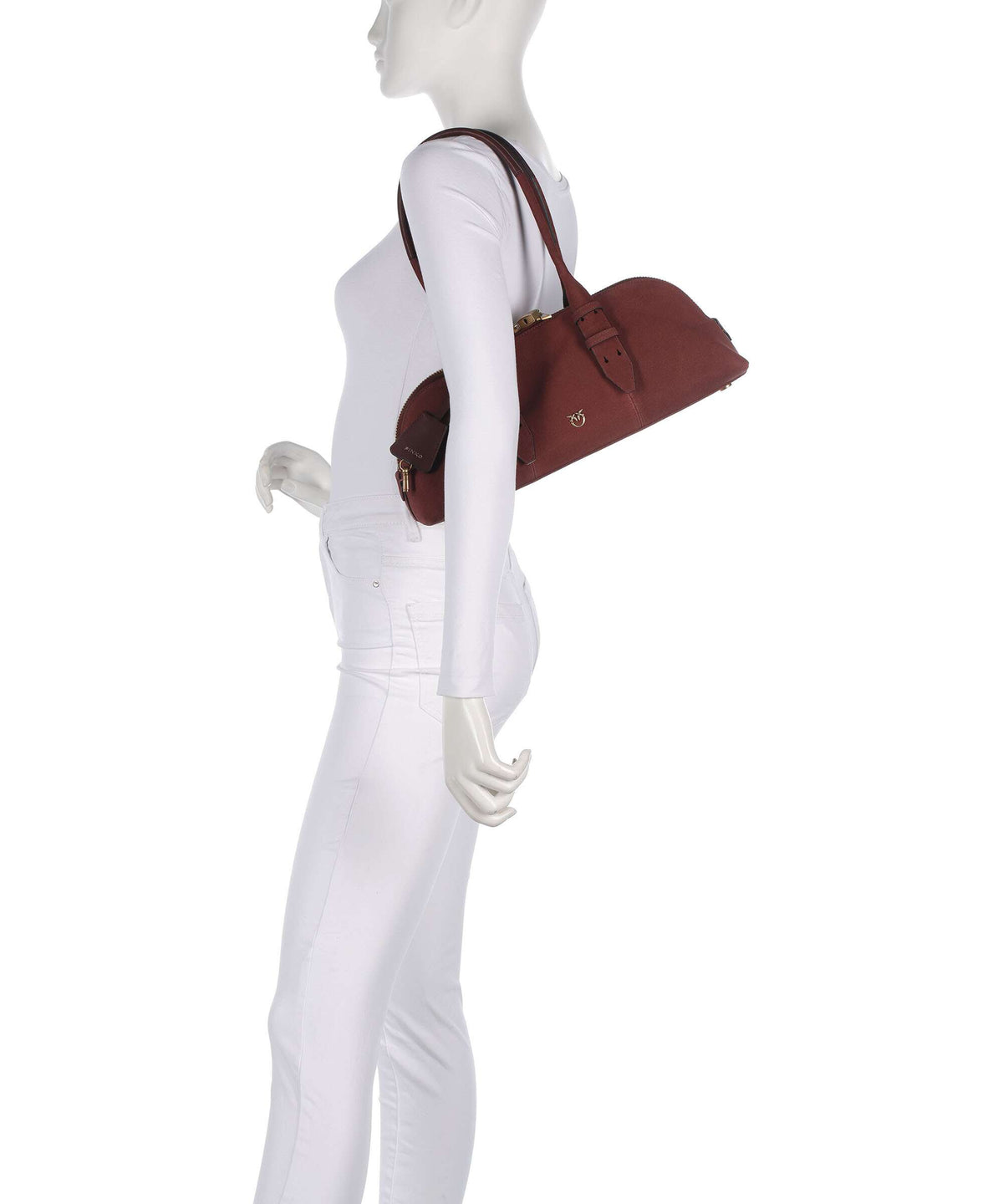 Pinko Bowling Horizontal Big Shoulder bag burgundy wine/antique gold