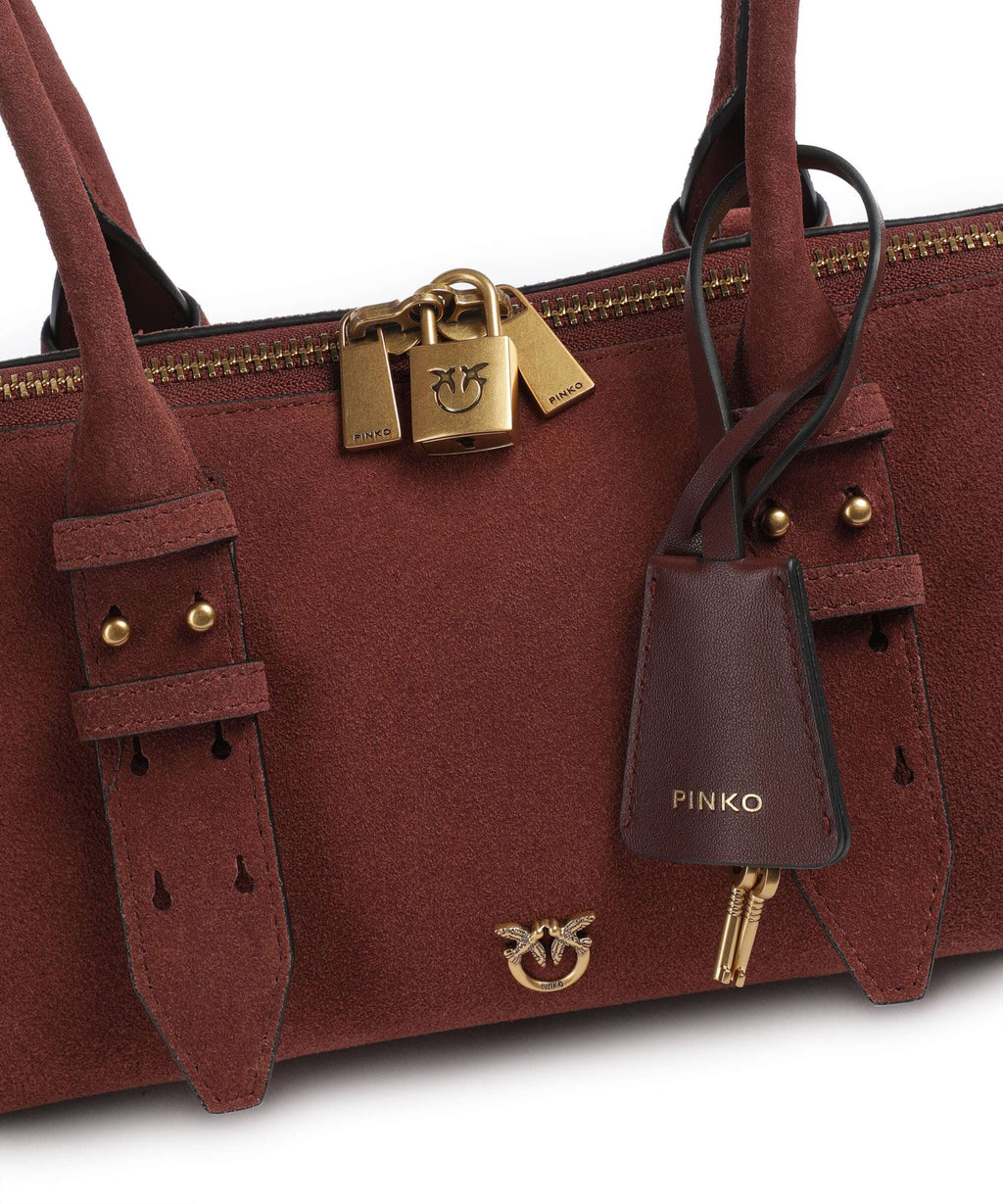 Pinko Bowling Horizontal Big Shoulder bag burgundy wine/antique gold
