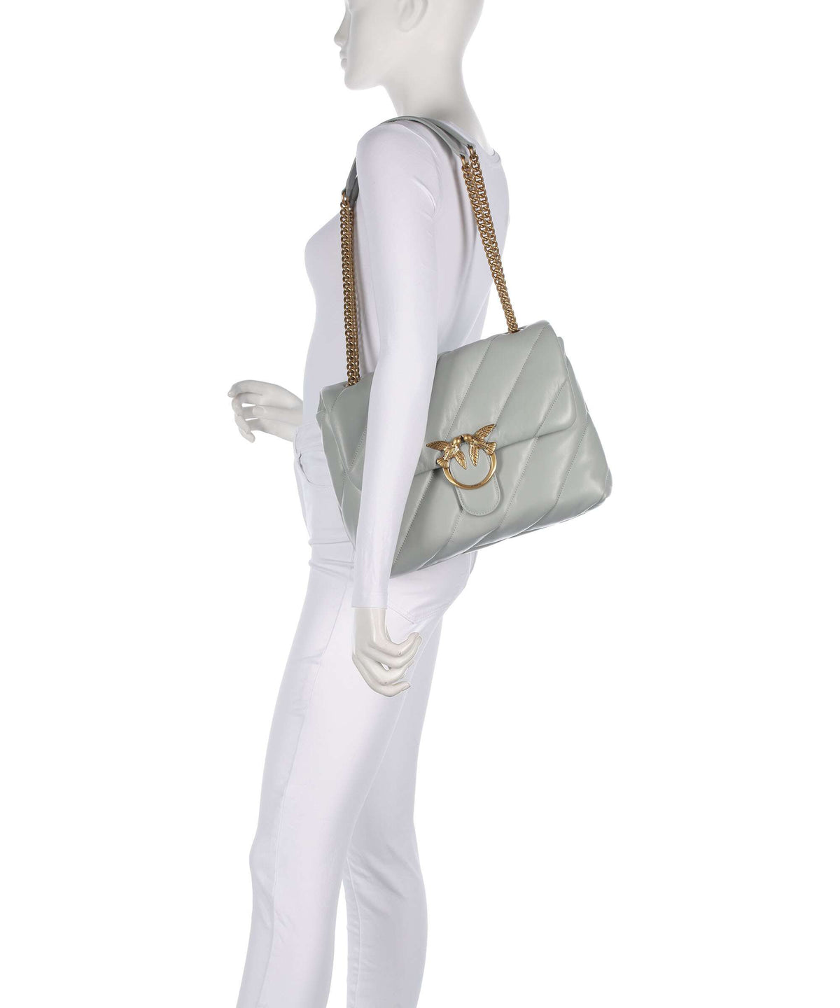 Pinko Love Puff Big Shoulder bag grigio perla/antique gold