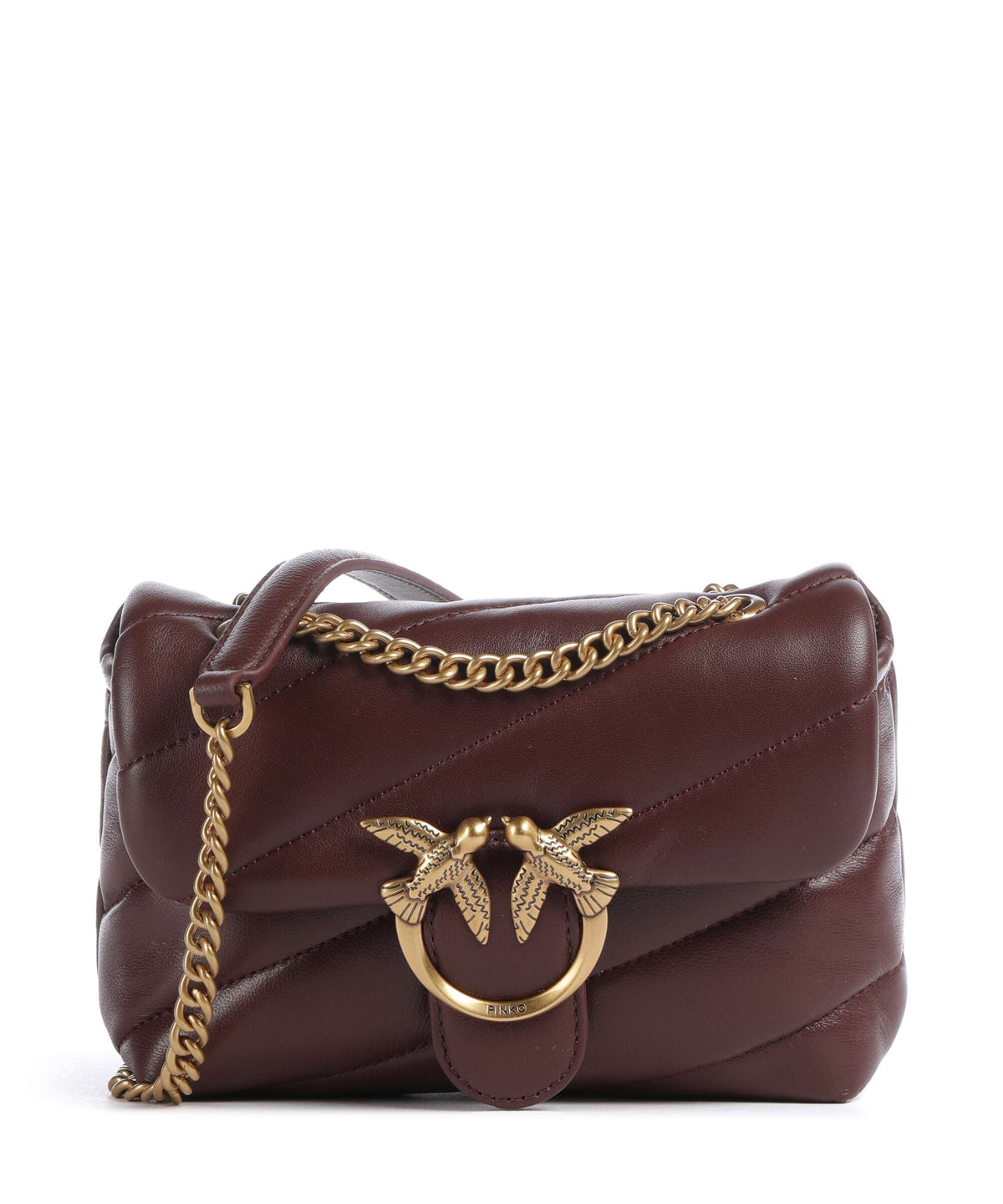 Pinko Love Puff Baby Shoulder bag burgundy wine/antique gold