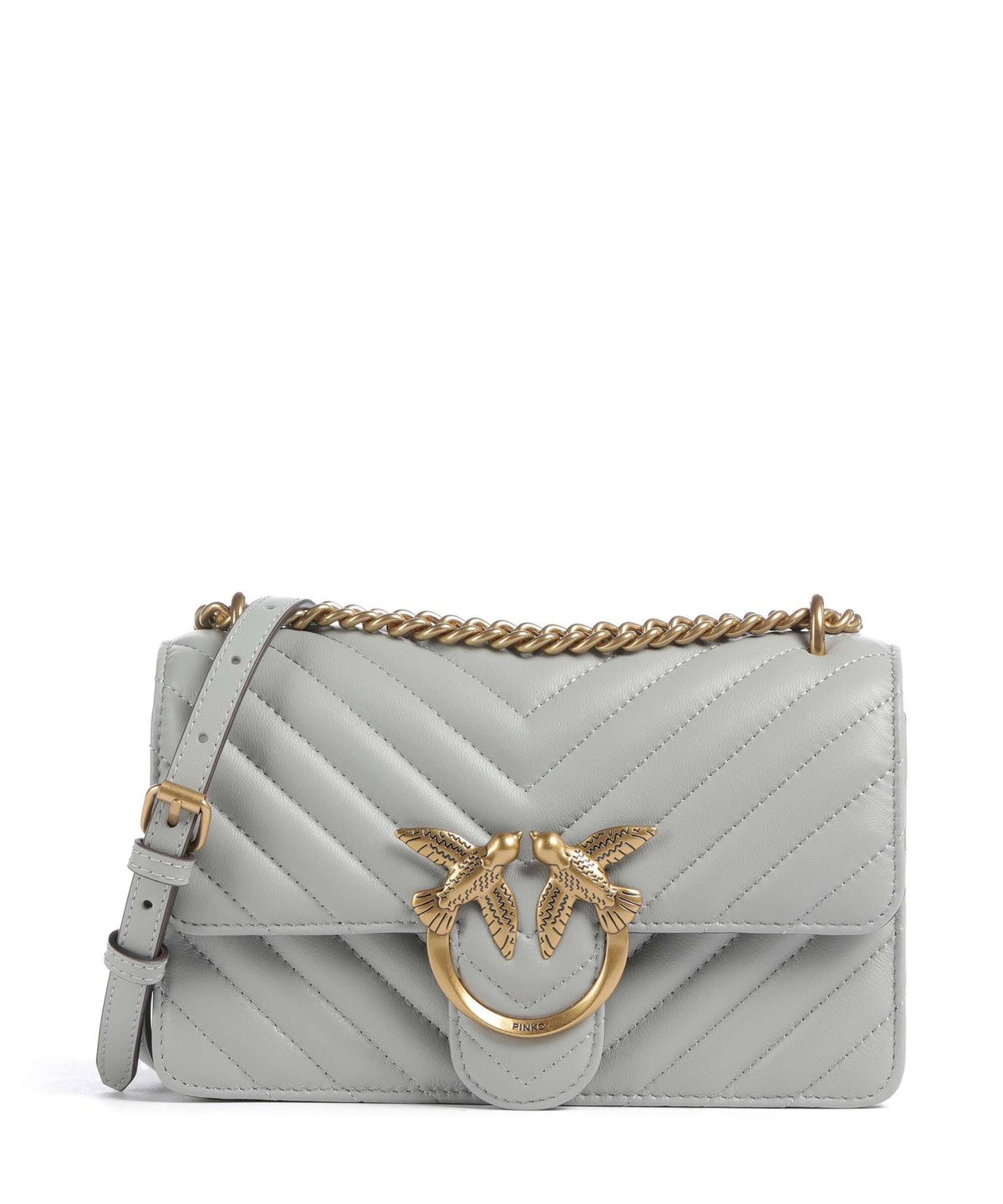 Pinko Love One Mini Shoulder bag grigio perla/antique gold