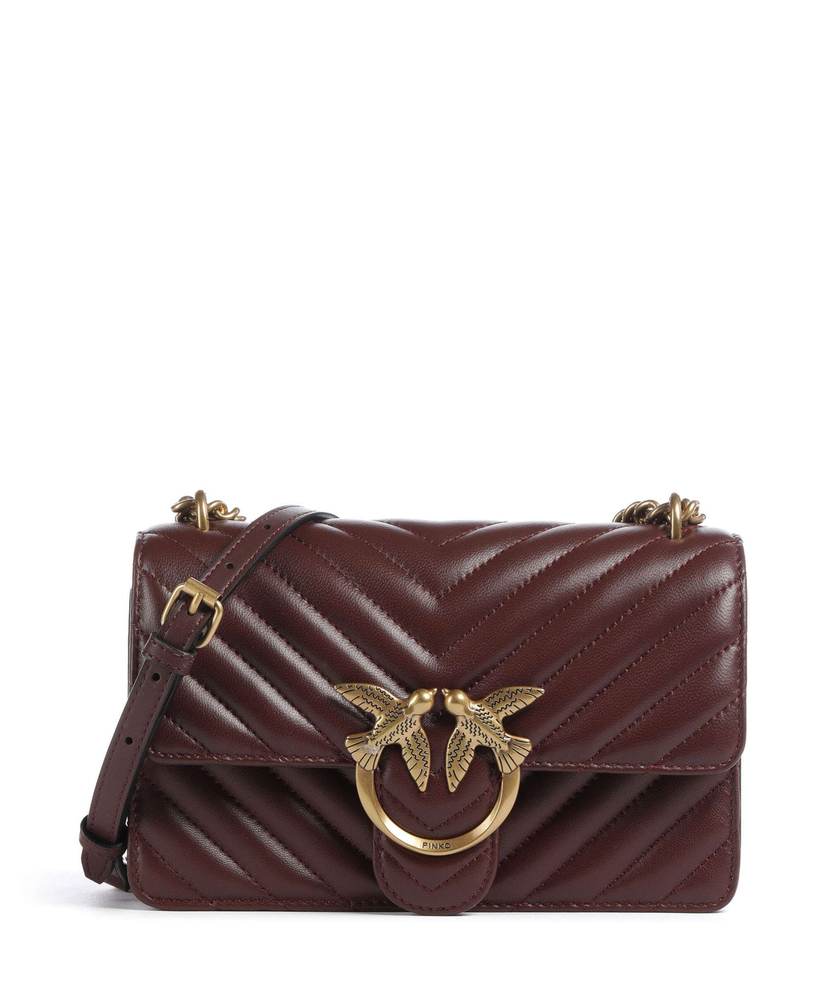 Pinko Love One Mini Shoulder bag burgundy wine/antique gold