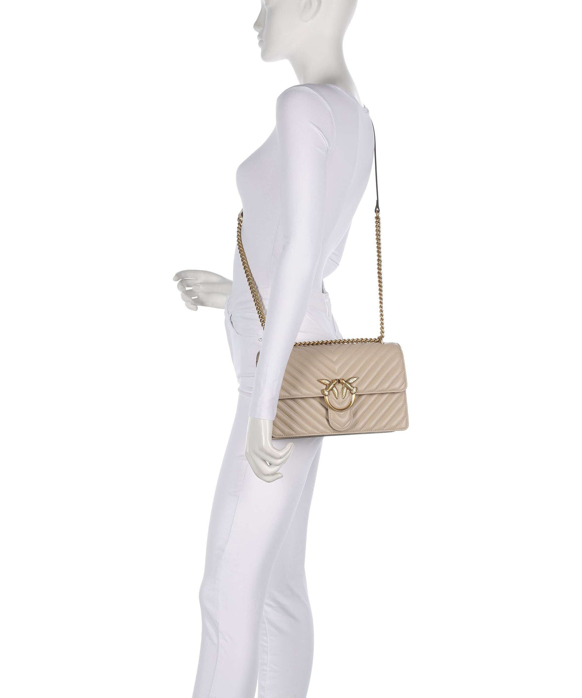 Pinko Love One Classic Shoulder bag beige/grigio fumo/antique gold
