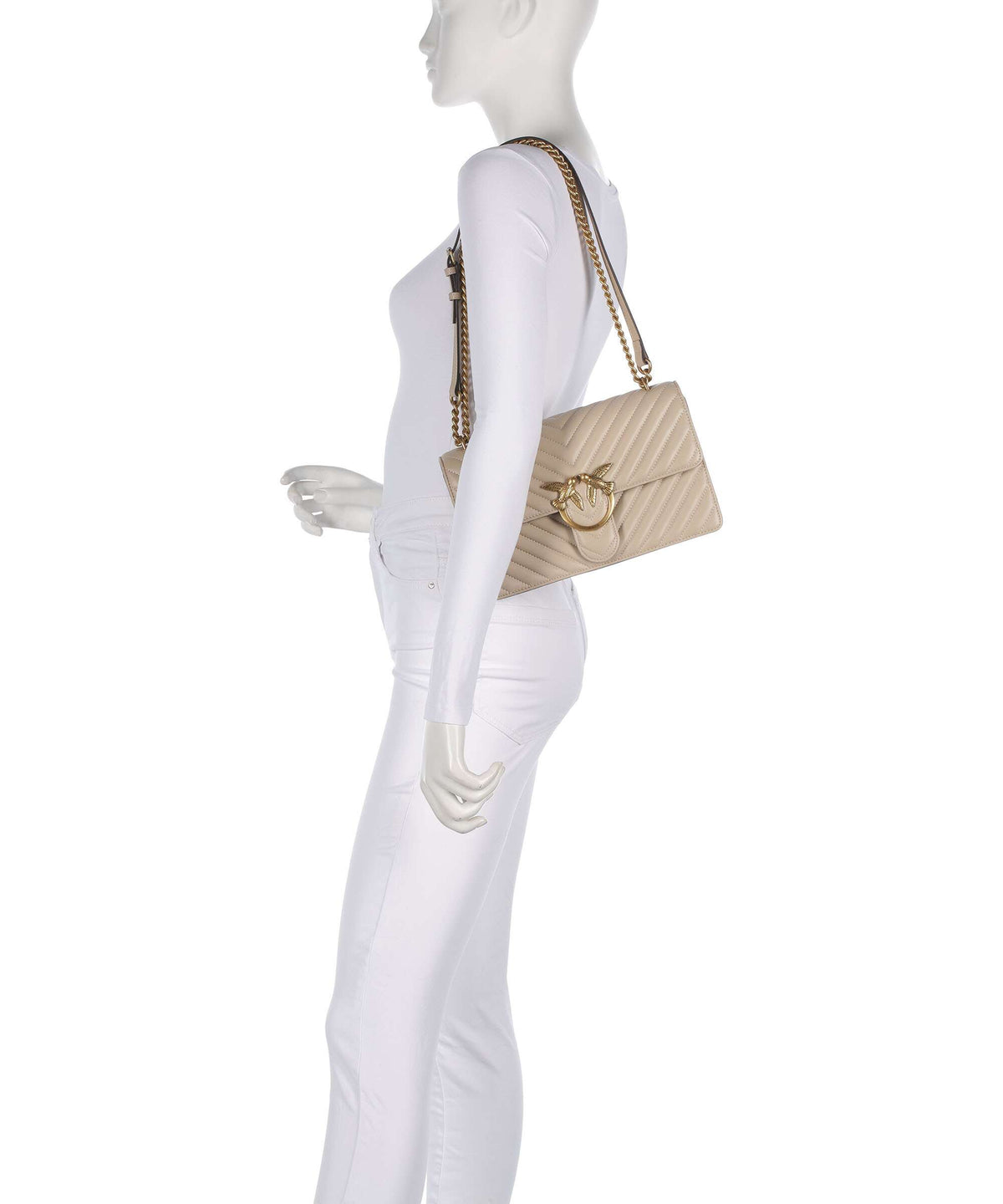 Pinko Love One Classic Shoulder bag beige/grigio fumo/antique gold