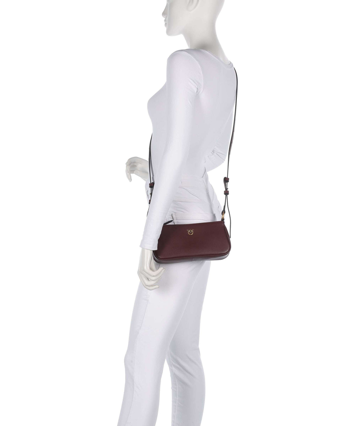 Pinko Half Moon Mini Crossbody bag burgundy wine/antique gold