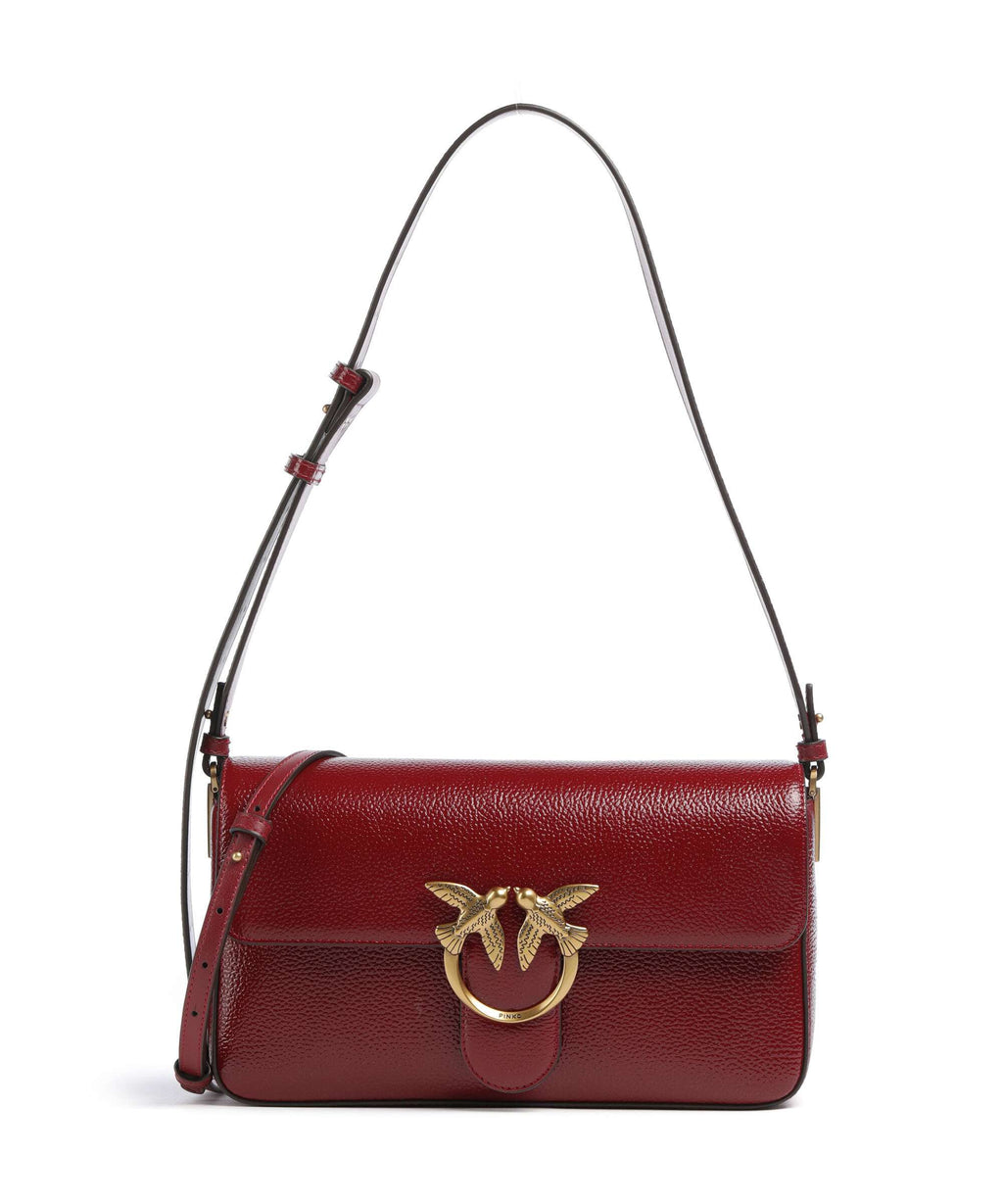 Pinko Love One Classic Slouchy Shoulder bag rosso scuro/antique gold