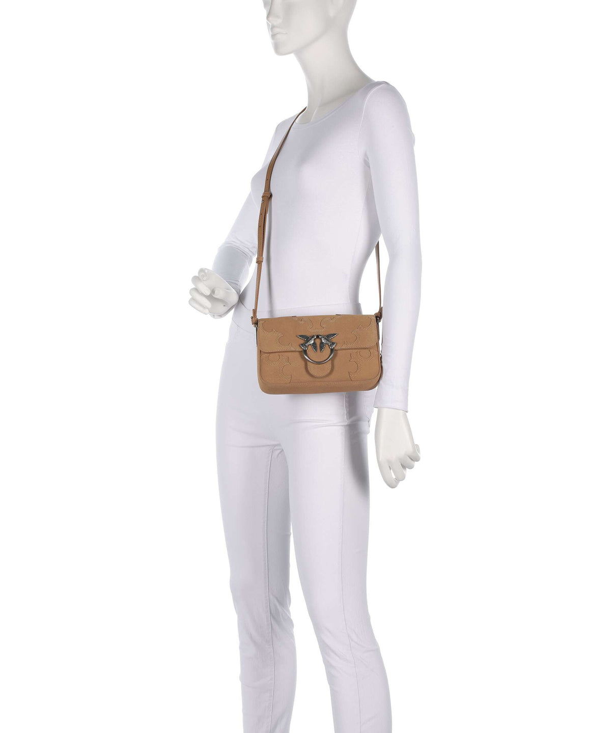 Pinko Love One Mini Slouchy Crossbody bag beige/scoiattolo/old silver