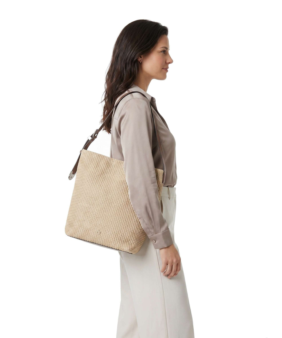 Pinko Big Hobo bag paglia/cuoio/mix gal