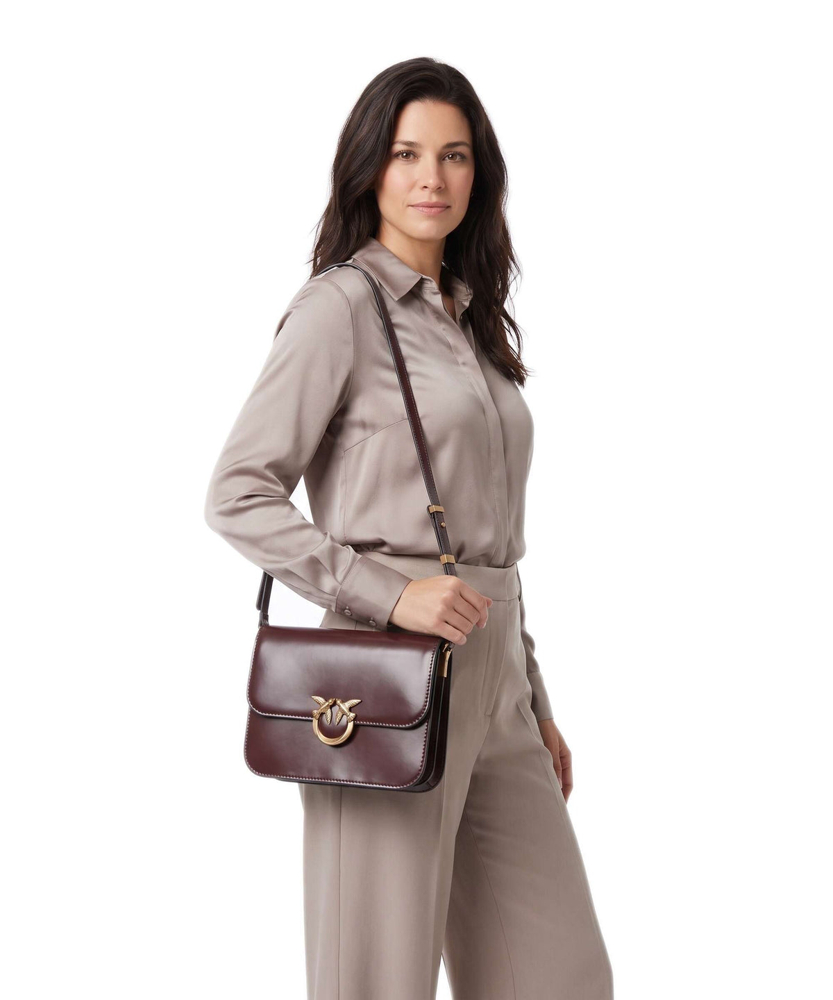Pinko Love Box Big Crossbody bag castano intenso/antique gold