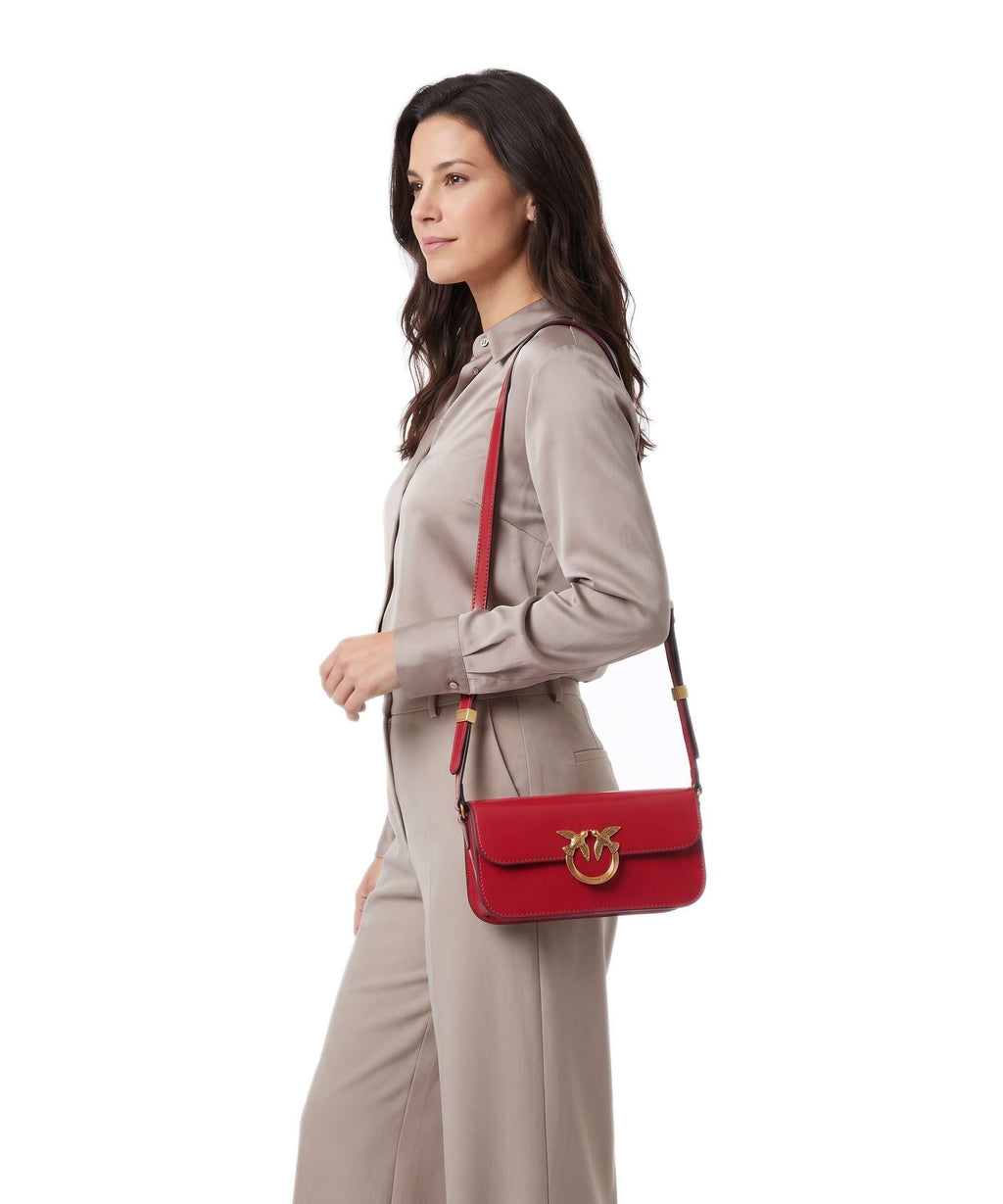 Pinko Love Box Horizontal Crossbody bag rosso rio/antique gold
