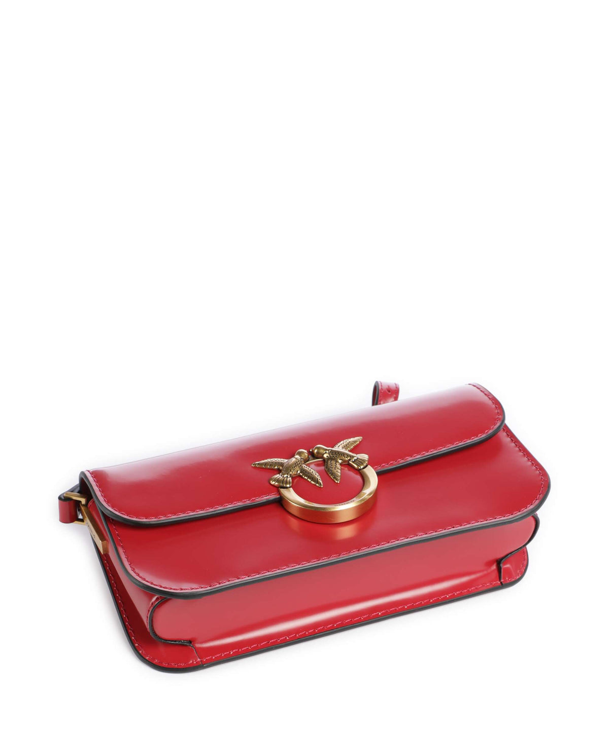 Pinko Love Box Horizontal Crossbody bag rosso rio/antique gold