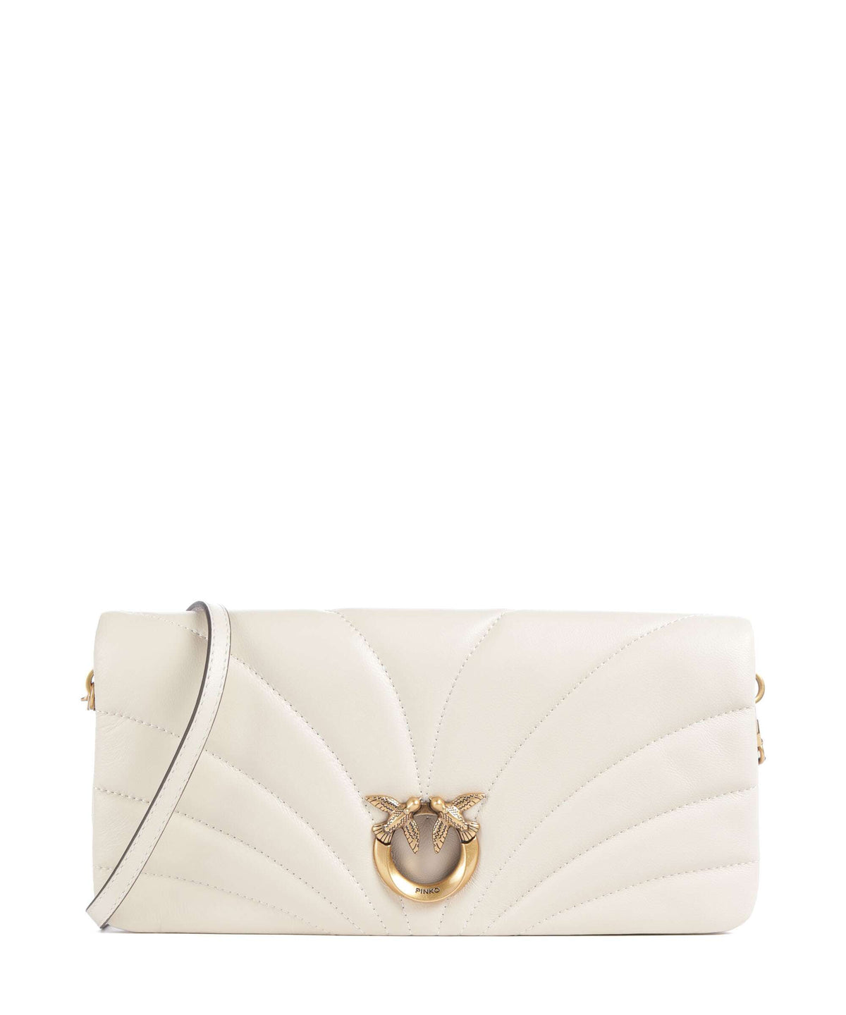 Pinko Click Horizontal Classic Crossbody bag bianco seta/antique gold