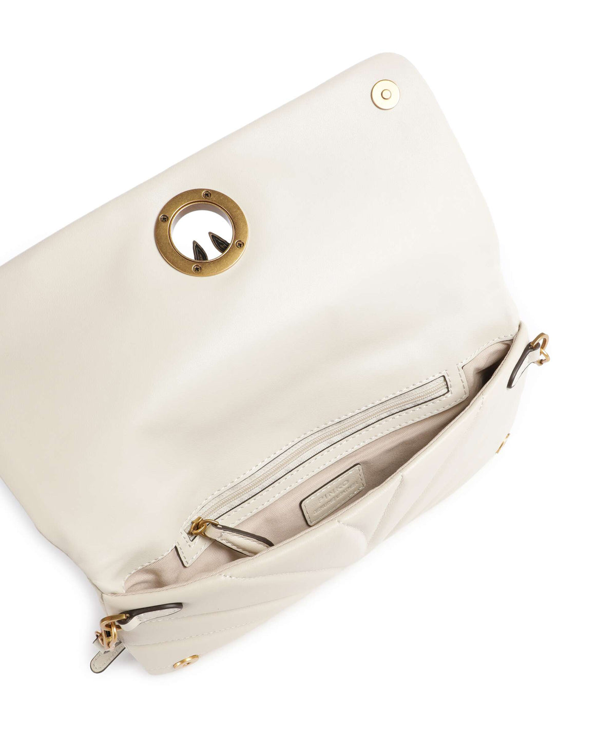 Pinko Click Horizontal Classic Crossbody bag bianco seta/antique gold
