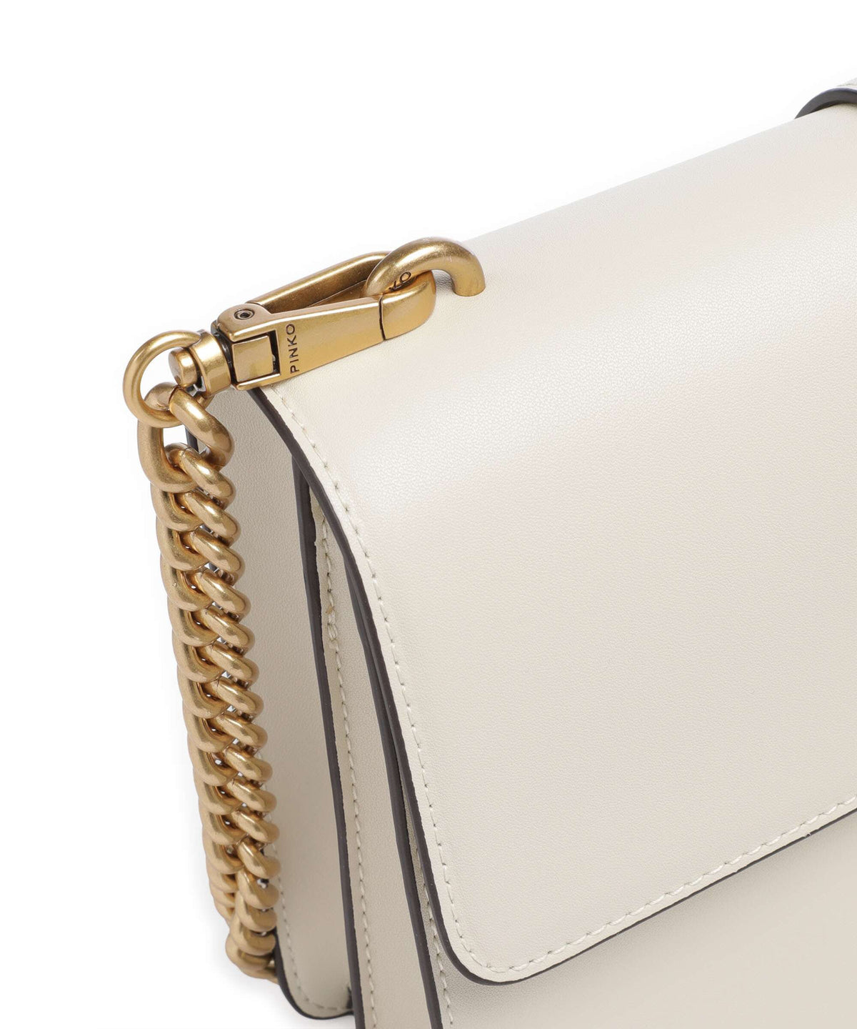 Pinko Love One Classic New Buckle Crossbody bag bianco seta/antique gold