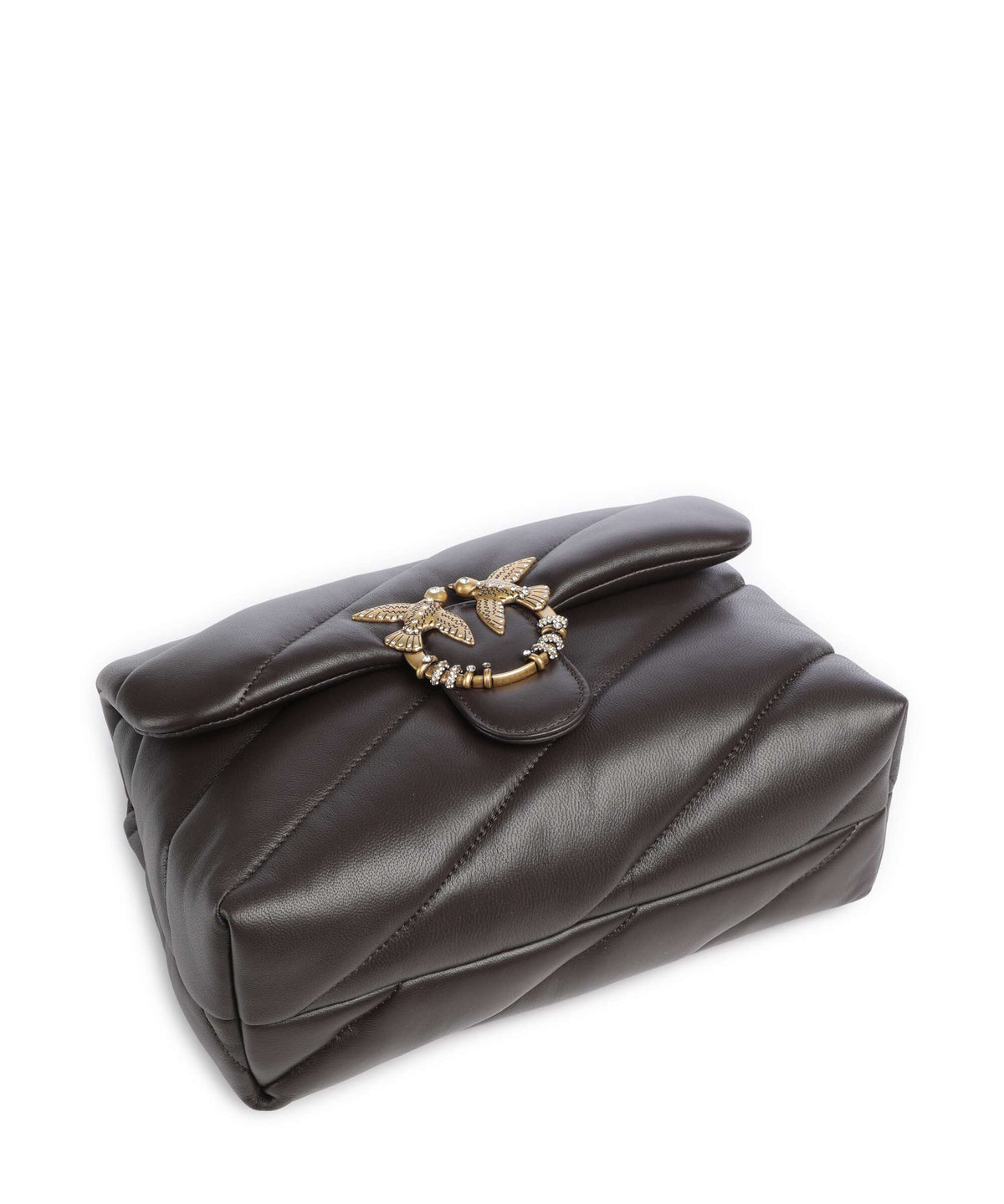 Pinko Love Puff Classic New Buckle Shoulder bag marrone marasca/antique gold