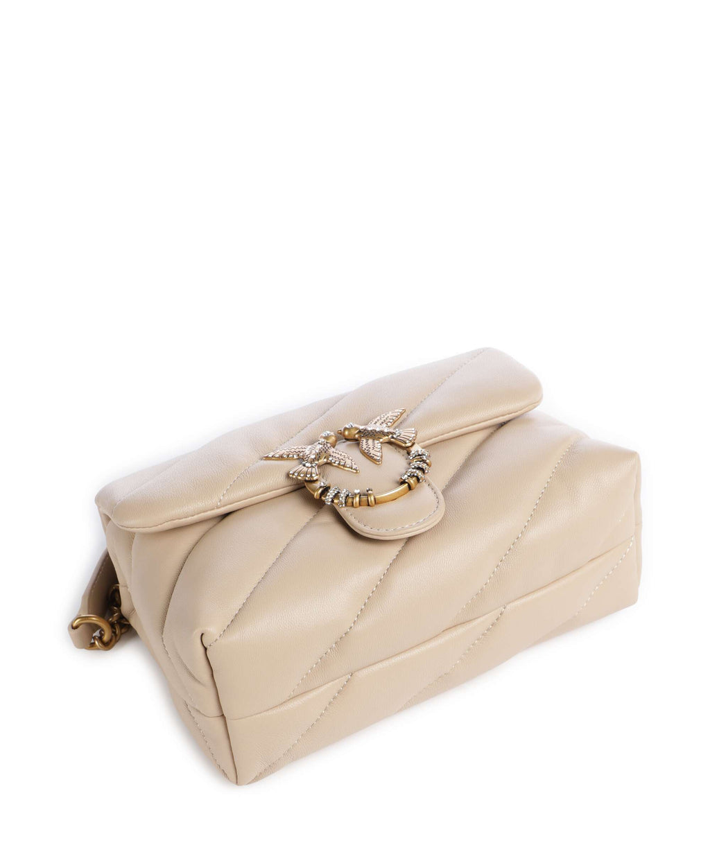 Pinko Love Puff Mini New Buckle Shoulder bag beige/grigio fumo/antique gold