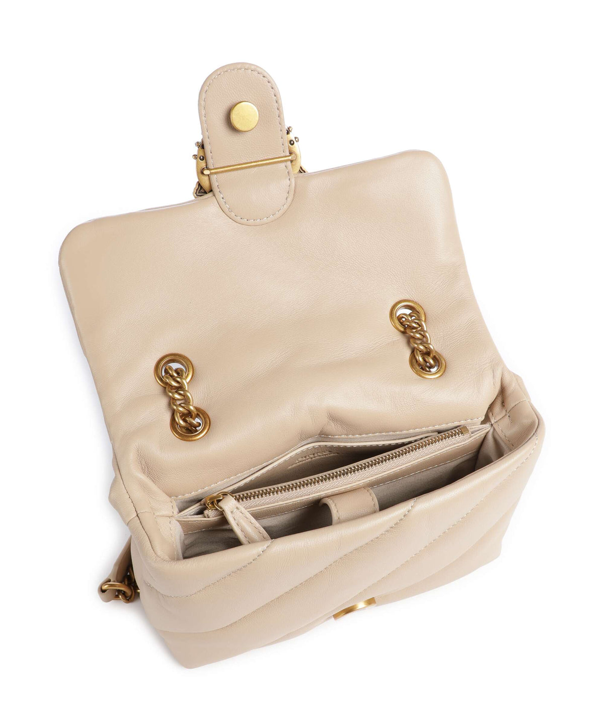 Pinko Love Puff Mini New Buckle Shoulder bag beige/grigio fumo/antique gold