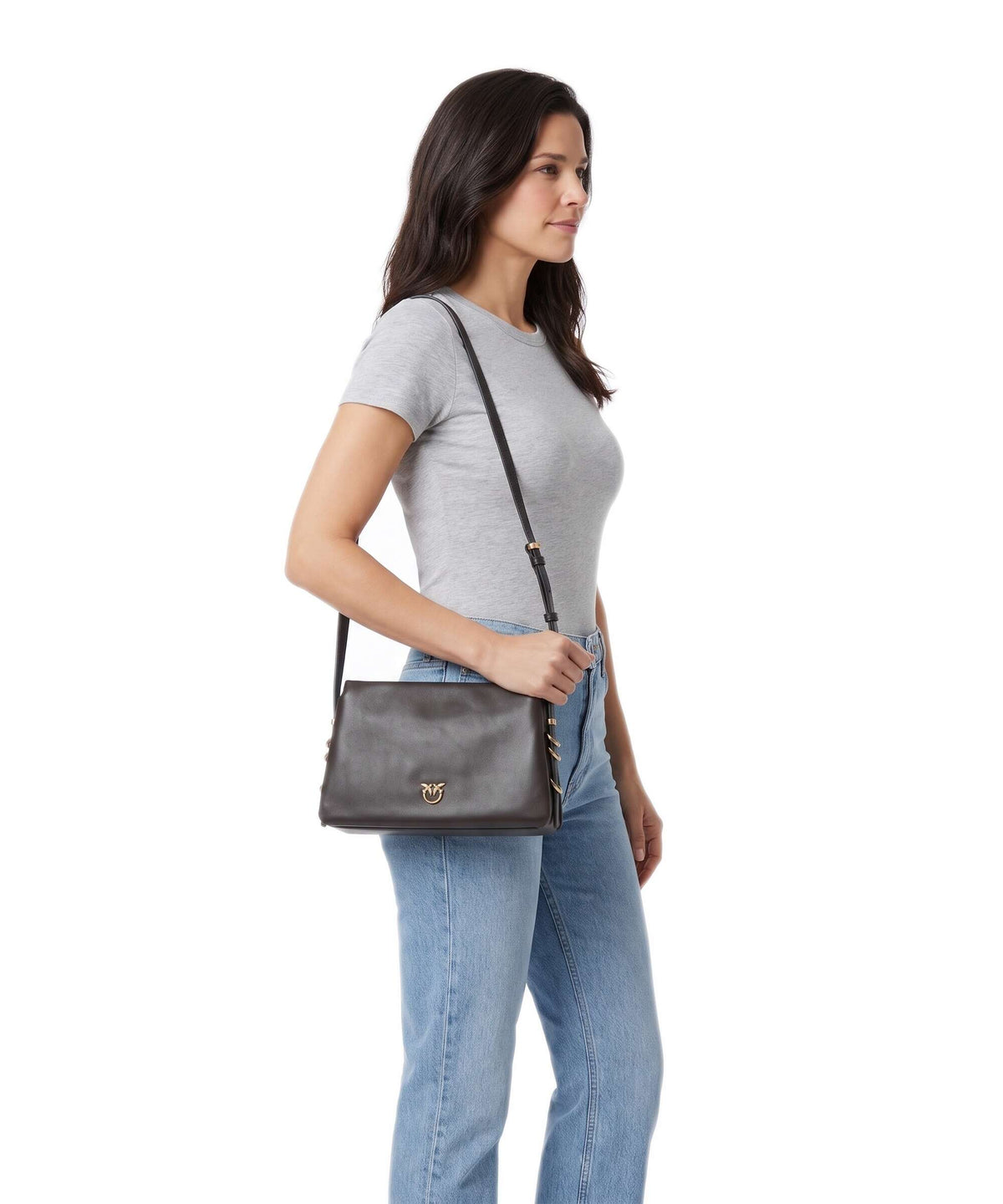 Pinko Triplet Mini Crossbody bag marrone marasca/antique gold