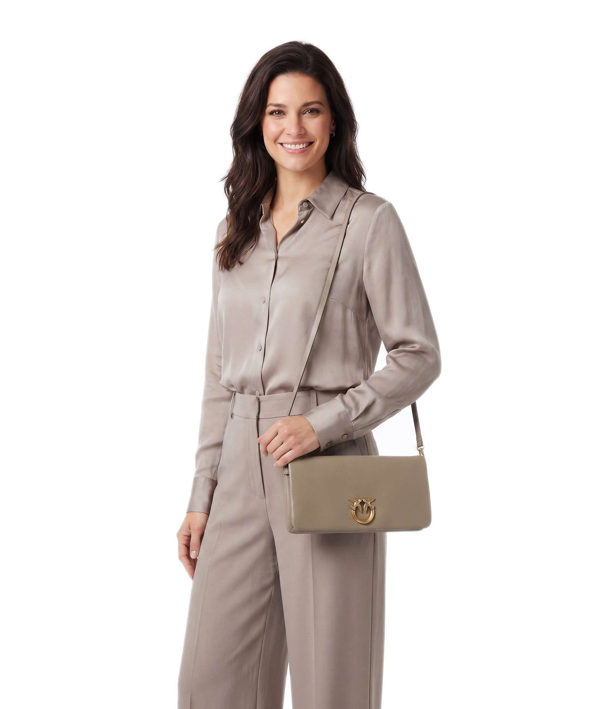 Pinko Click Soft Classic Crossbody bag grigio talpa/antique gold
