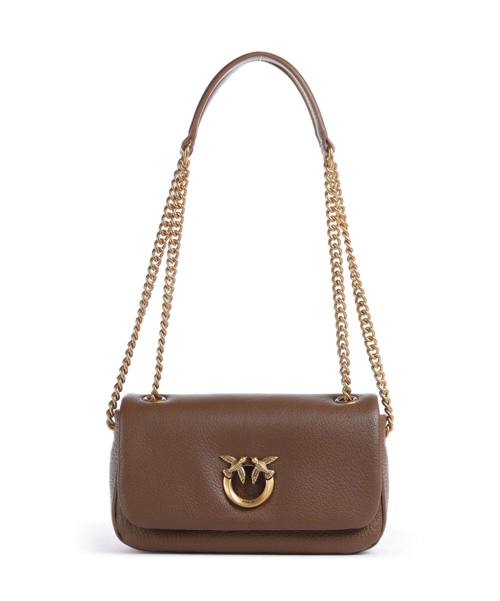 Pinko Click Soft Horizontal Chain Shoulder bag marrone cognac/antique gold