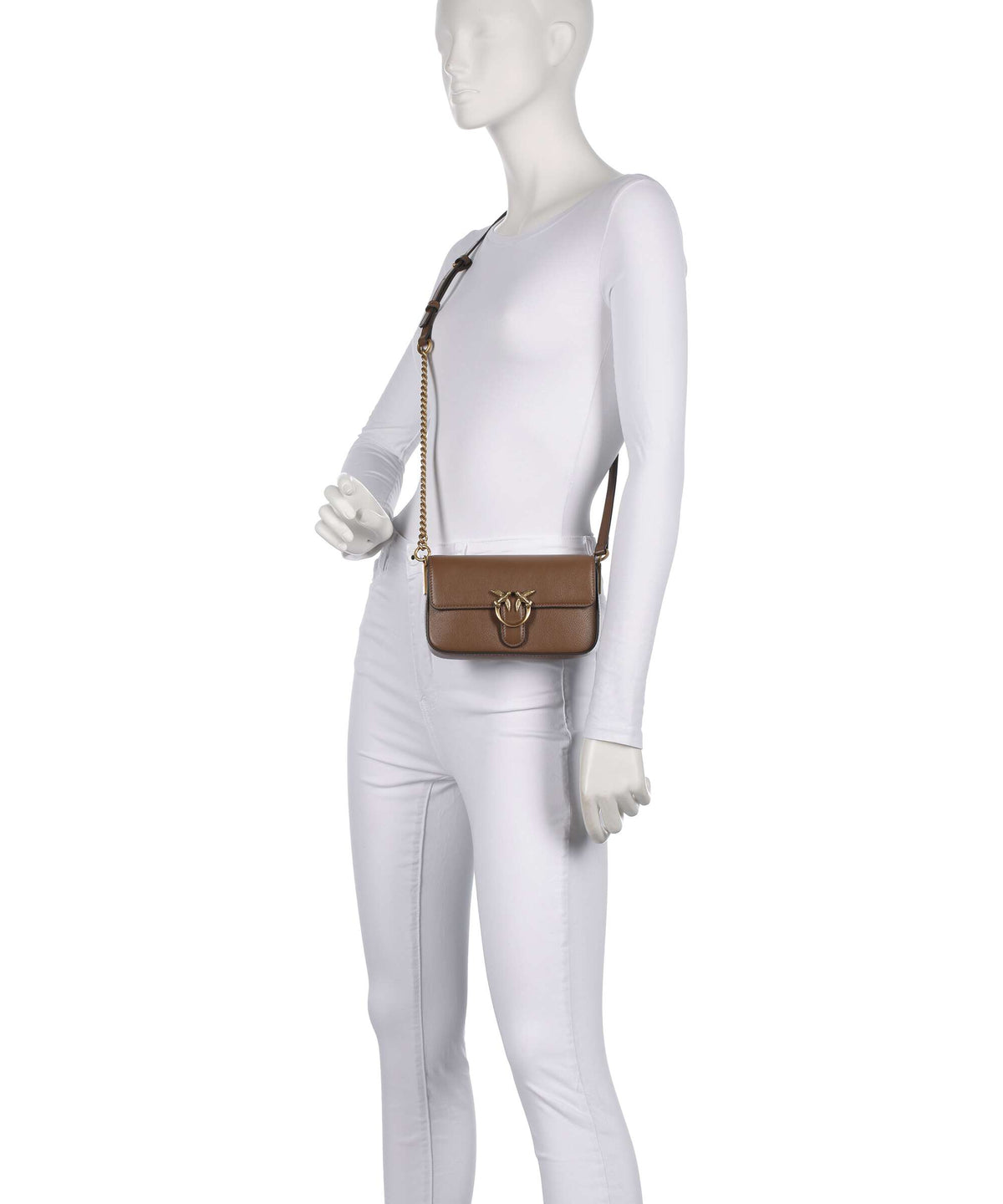 Pinko Love One Baby Slouchy Crossbody bag marrone cognac/antique gold