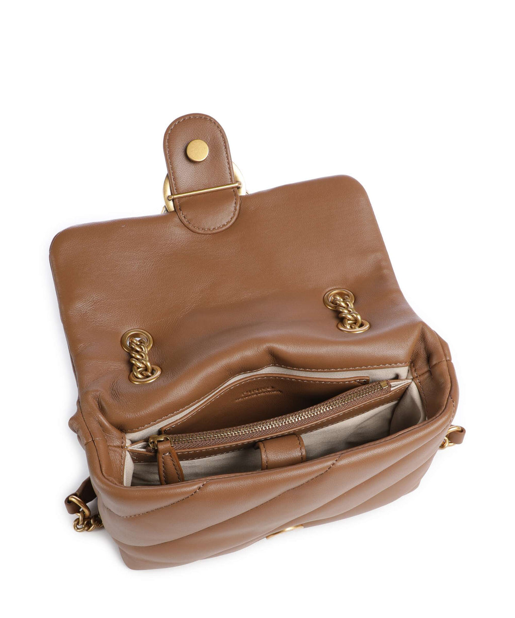 Pinko Love Puff Mini Shoulder bag marrone cognac/antique gold