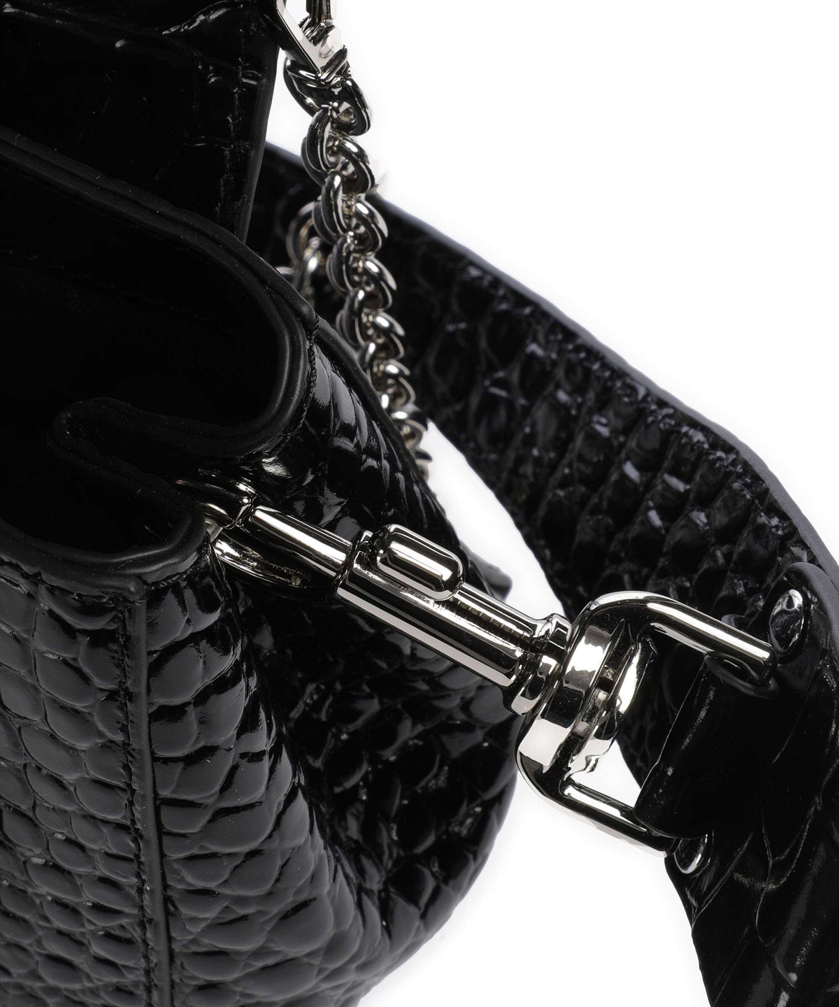 Vivienne Westwood Hazel Embossed Croc Medium Shoulder bag black