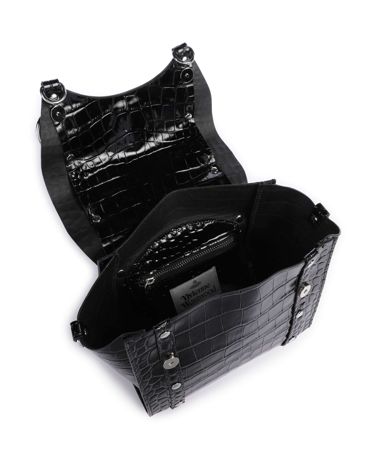 Vivienne Westwood Betty Embossed Croc Small Handbag black