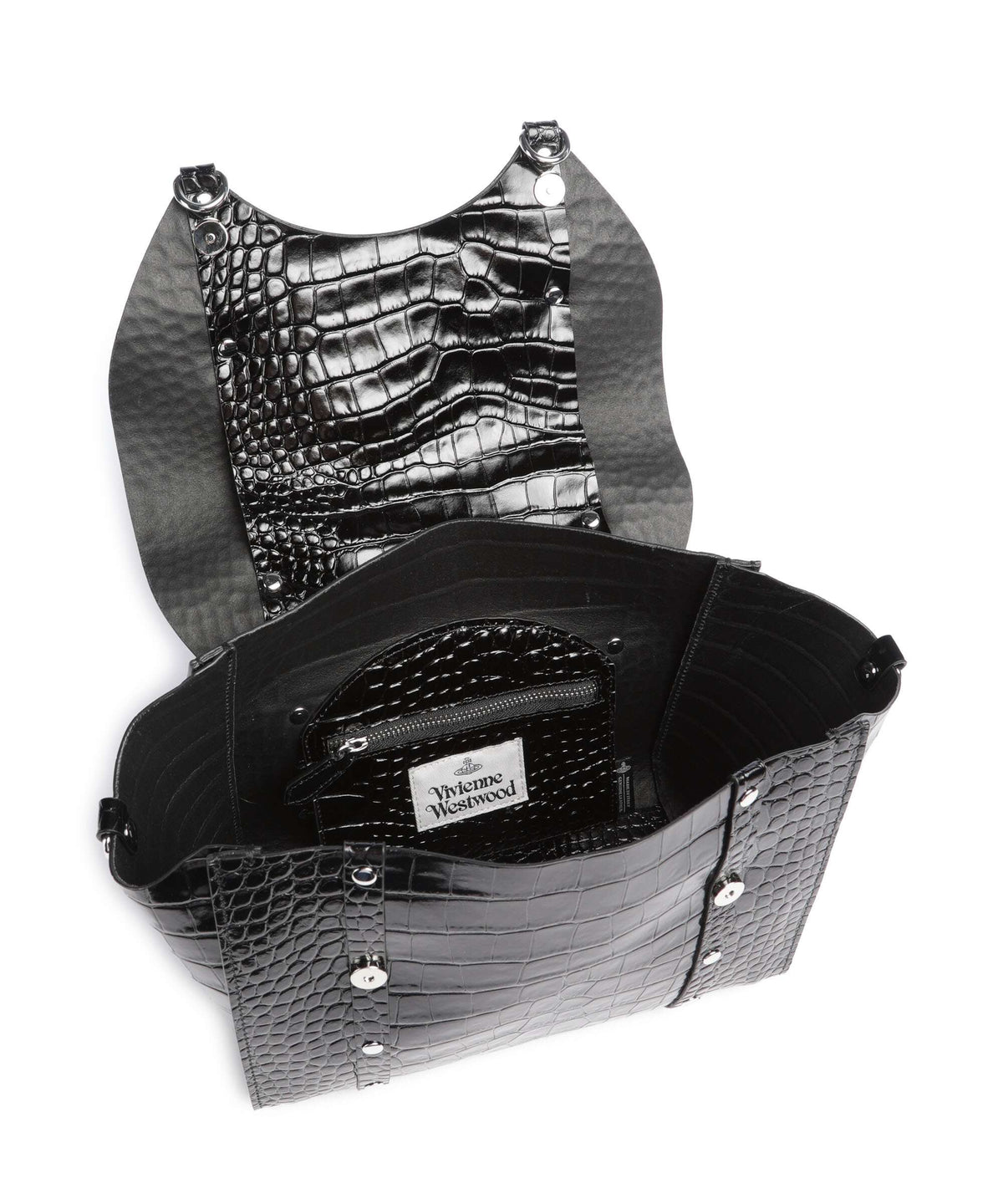 Vivienne Westwood Betty Embossed Croc Medium Handbag black