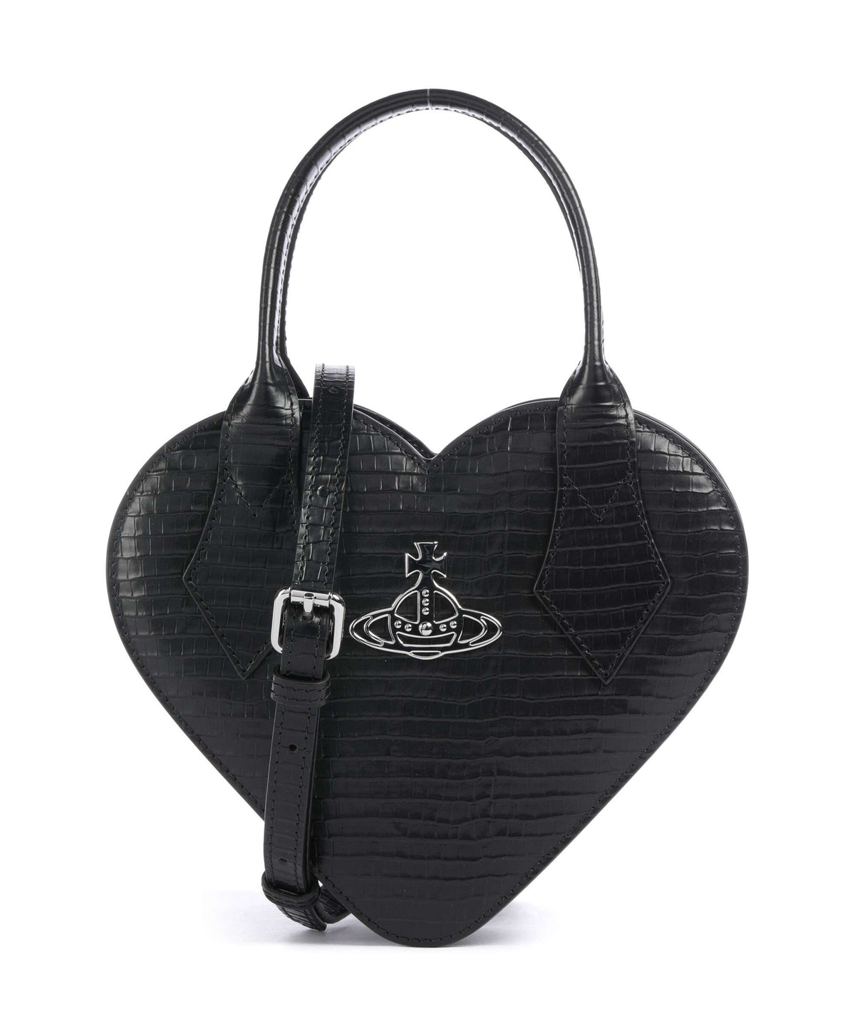 Vivienne Westwood Josephine Heart Embossed Croc Mini Handbag black