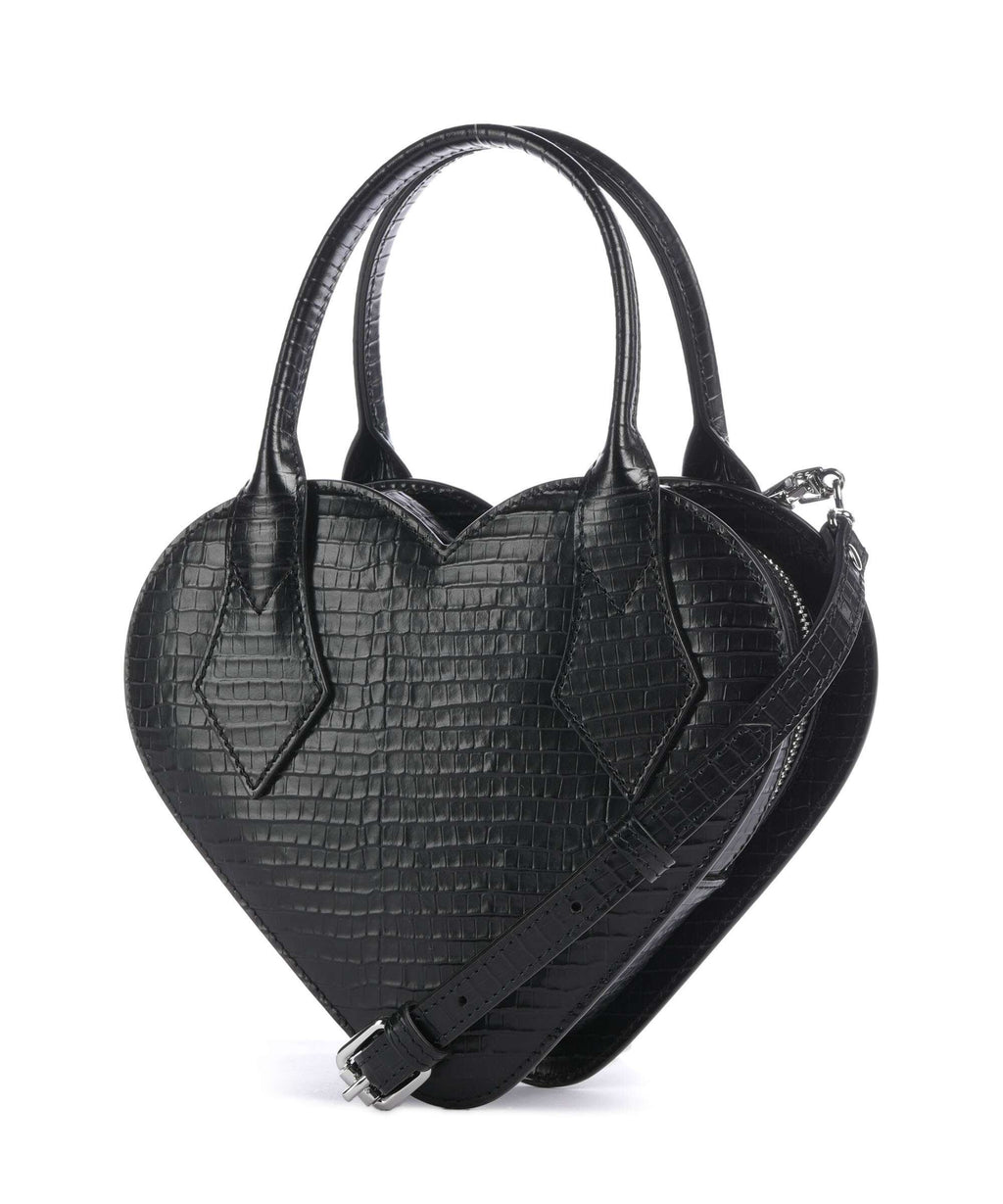 Vivienne Westwood Josephine Heart Embossed Croc Mini Handbag black