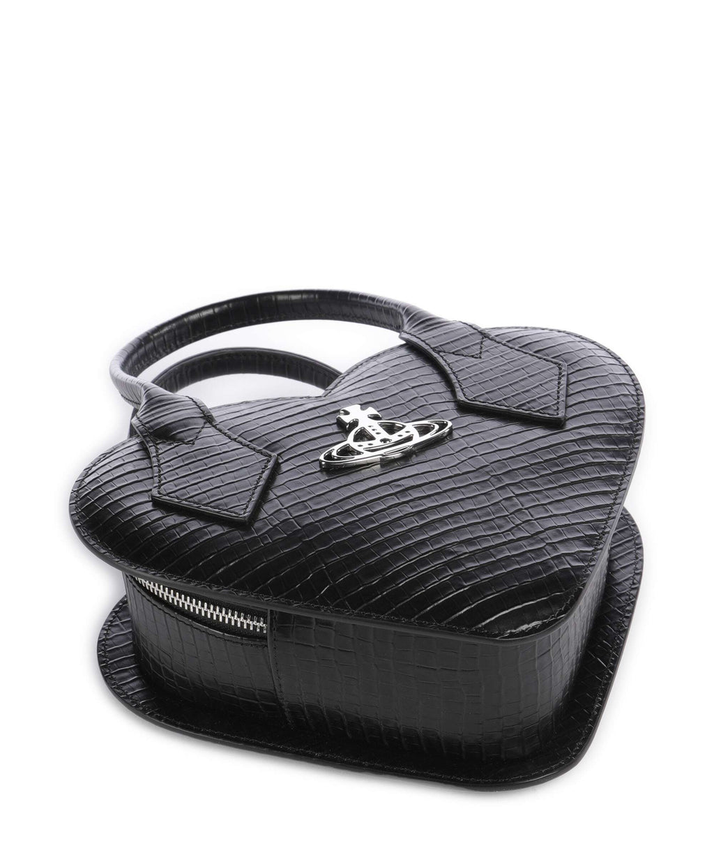 Vivienne Westwood Josephine Heart Embossed Croc Mini Handbag black