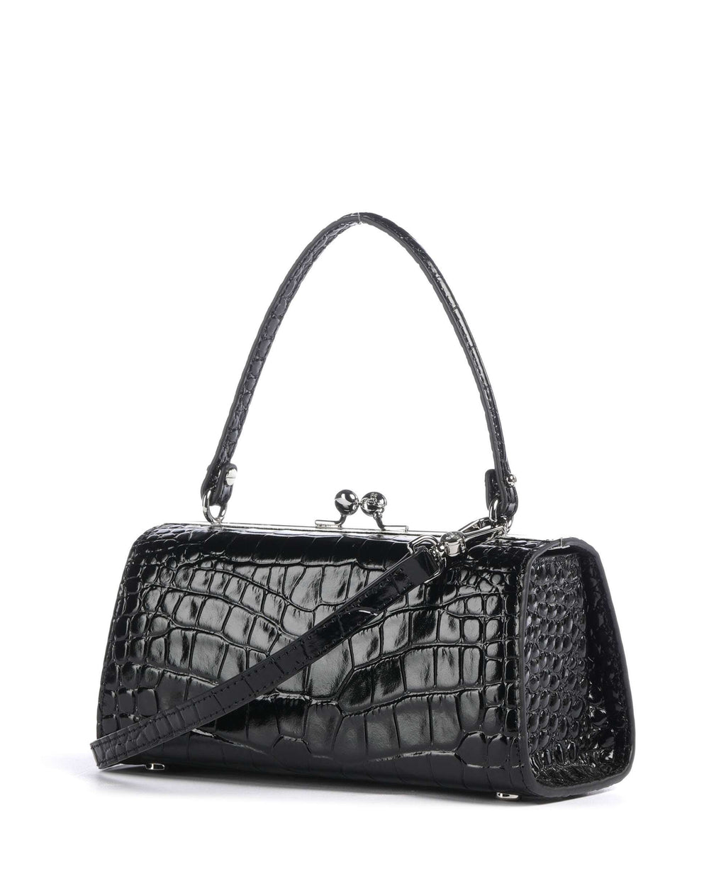 Vivienne Westwood Doll Frame Embossed Croc XL Handbag black