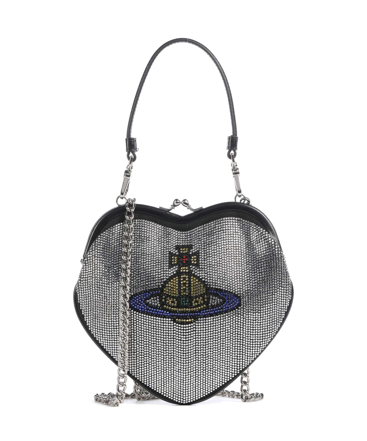 Vivienne Westwood Belle Heart Frame Diamante Crossbody bag silver