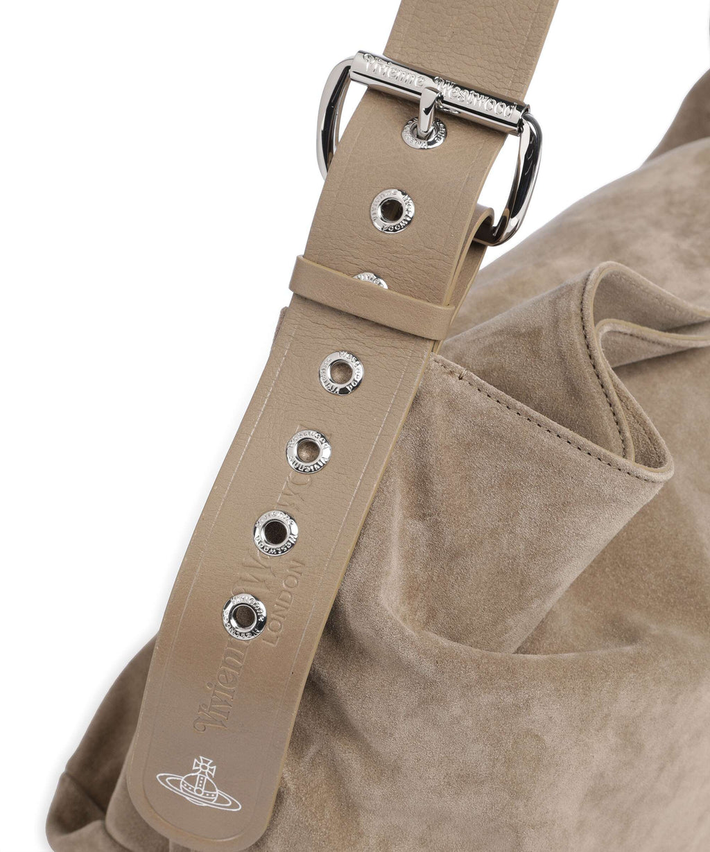 Vivienne Westwood Maxime Suede Large Hobo bag stone