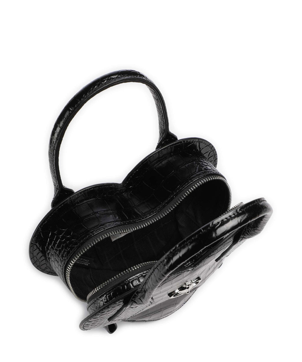 Vivienne Westwood Josephine Heart Embossed Croc Handbag black
