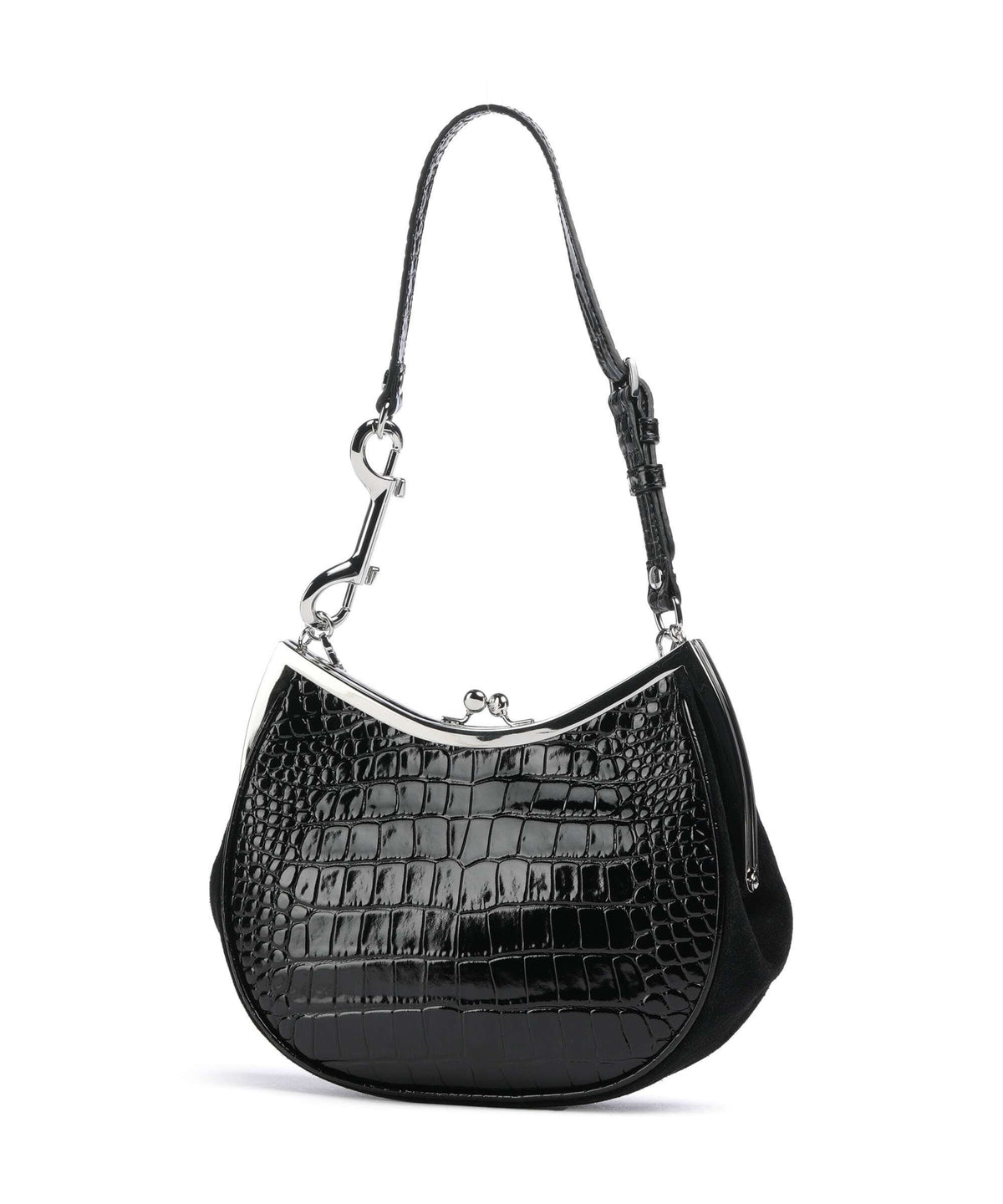 Vivienne Westwood Charm Frame Embossed Croc Shoulder bag black charms