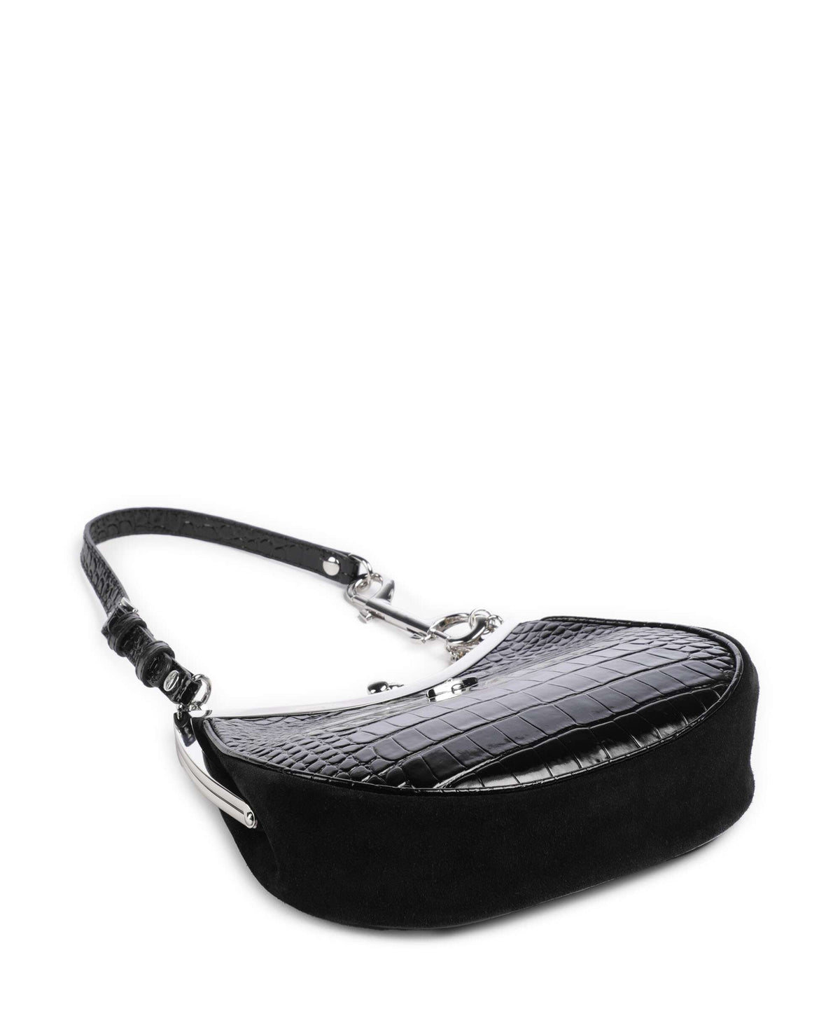 Vivienne Westwood Charm Frame Embossed Croc Shoulder bag black charms