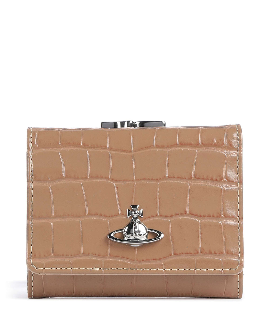 Vivienne Westwood Frame Embossed Croc Small Wallet dusty pink