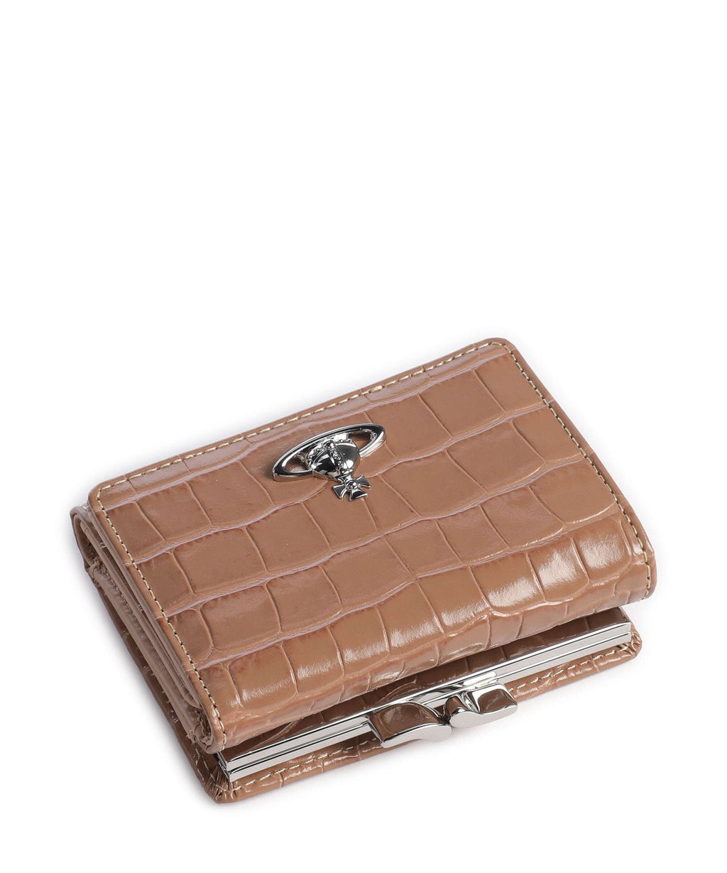 Vivienne Westwood Frame Embossed Croc Small Wallet dusty pink