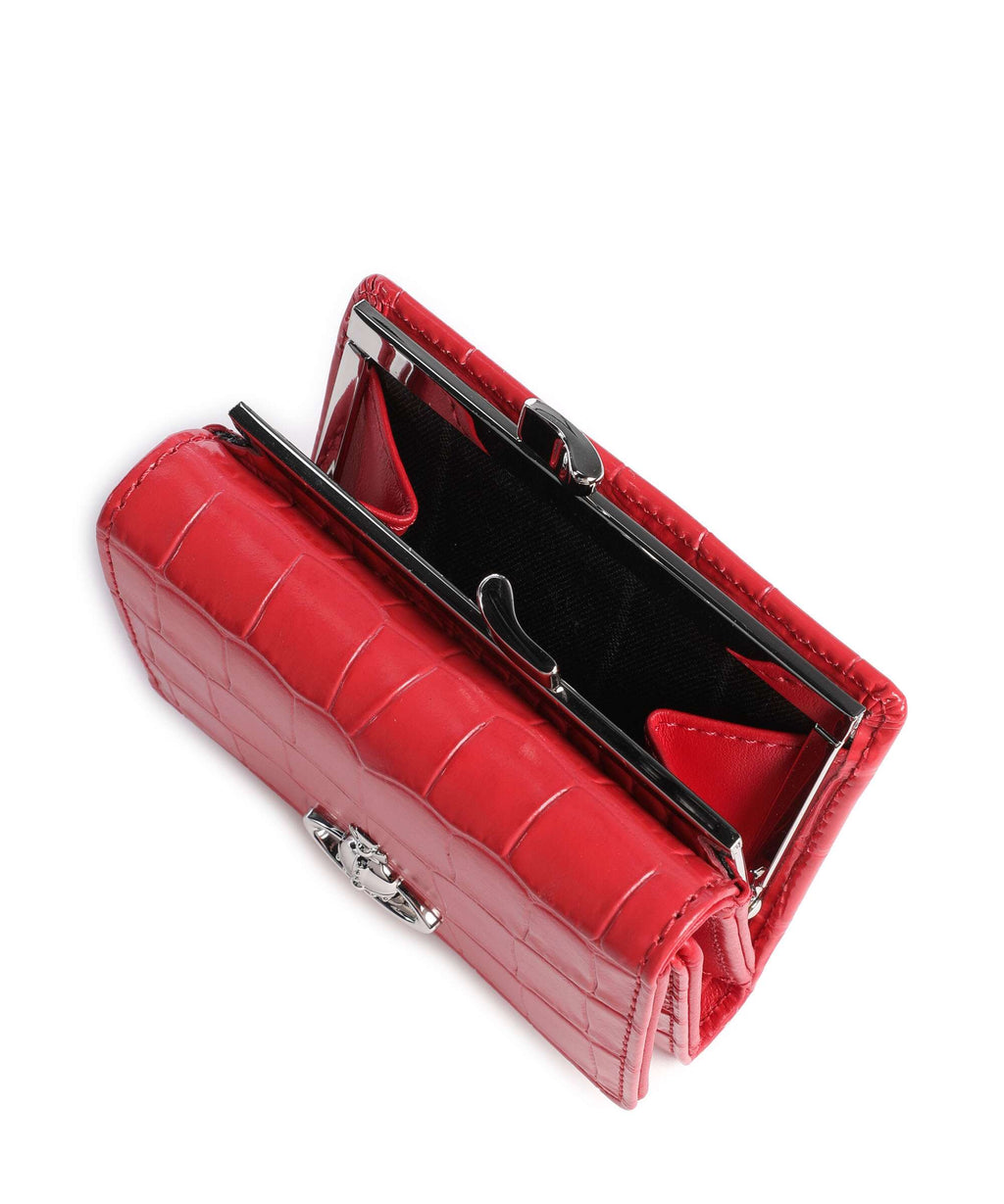 Vivienne Westwood Frame Embossed Croc Small Wallet coral