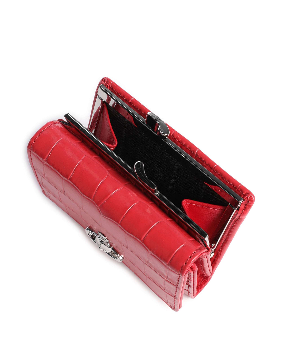 Vivienne Westwood Frame Embossed Croc Small Wallet coral